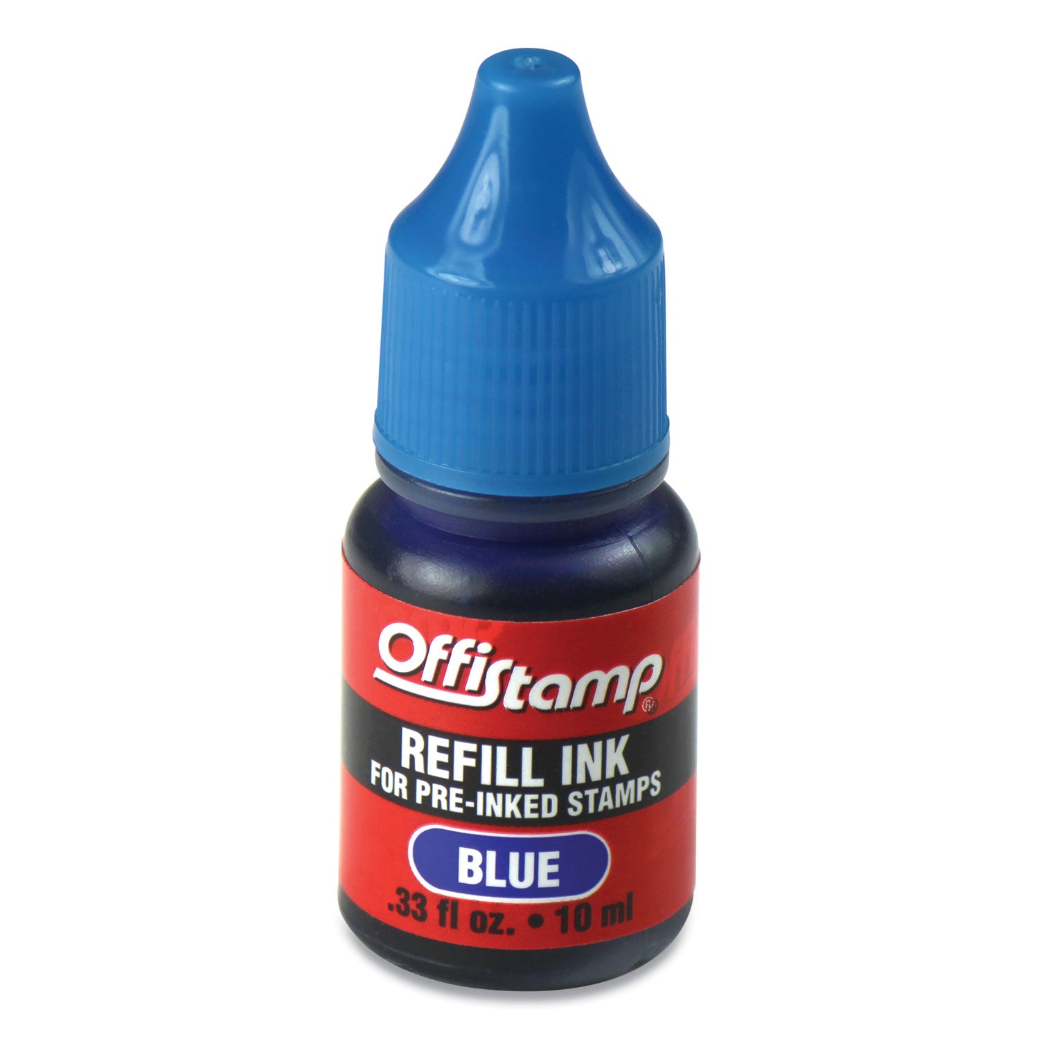 Offistamp® Refill Ink For Pre-Inked Stamps, 0.33 Oz, Blue