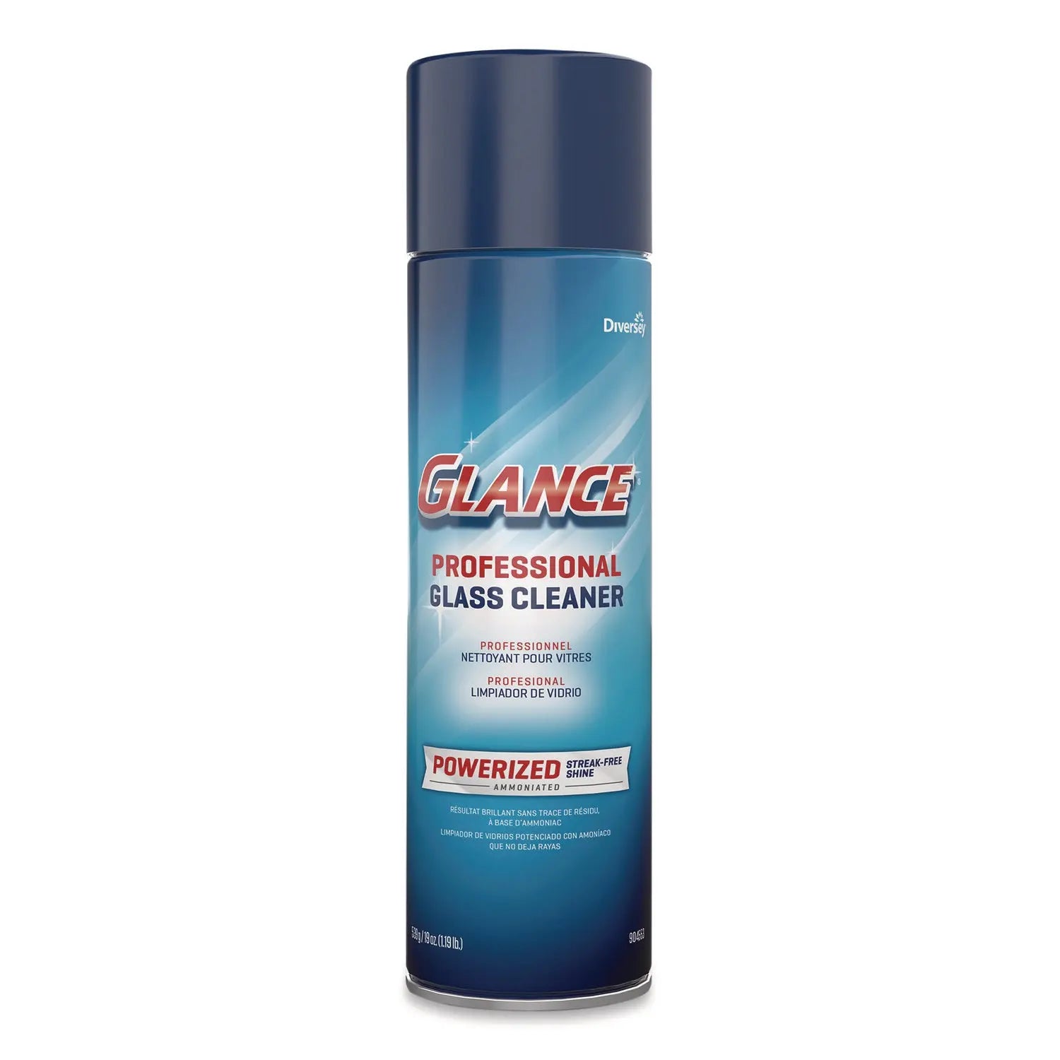 Glance Powerized Glass and Surface Cleaner, Ammonia Scent, 19 oz Aerosol Spray, 12/Carton
