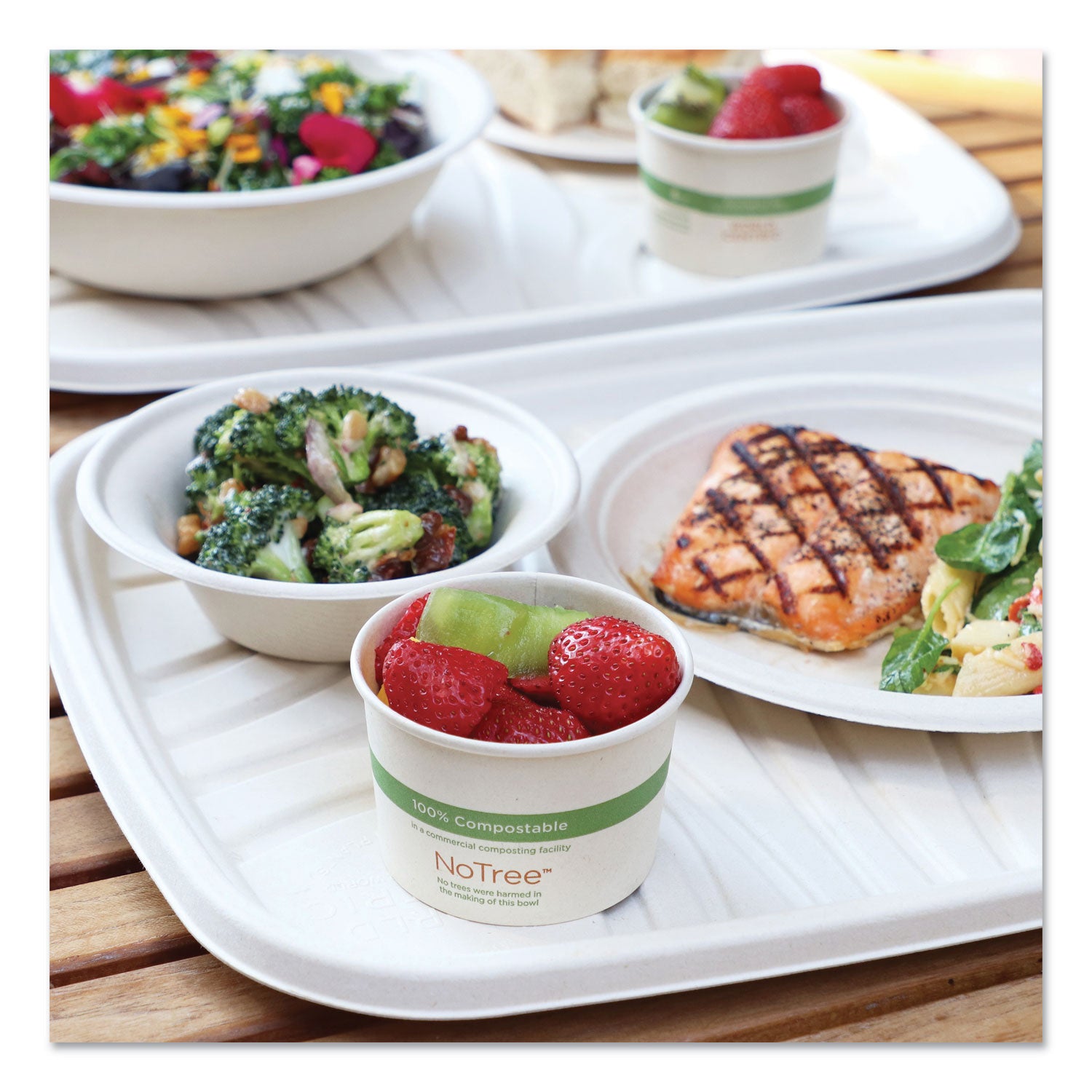 World Centric® Fiber Trays, PLA Lined, PFAS Free, 18 x 14 x 1, Natural, Paper, 100/Carton