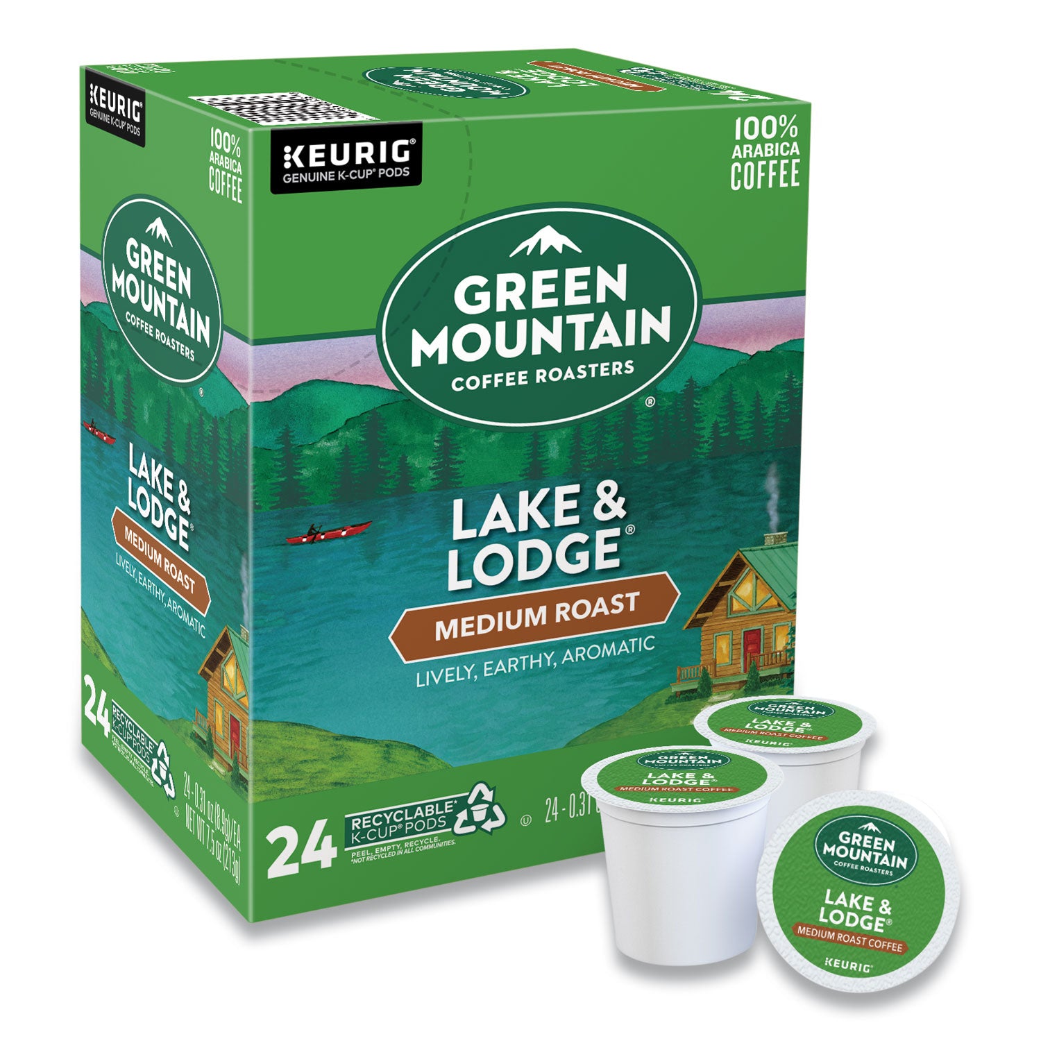 Green Mountain Coffee® Lake And Lodge Coffee K-Cups, Medium Roast, 96/carton