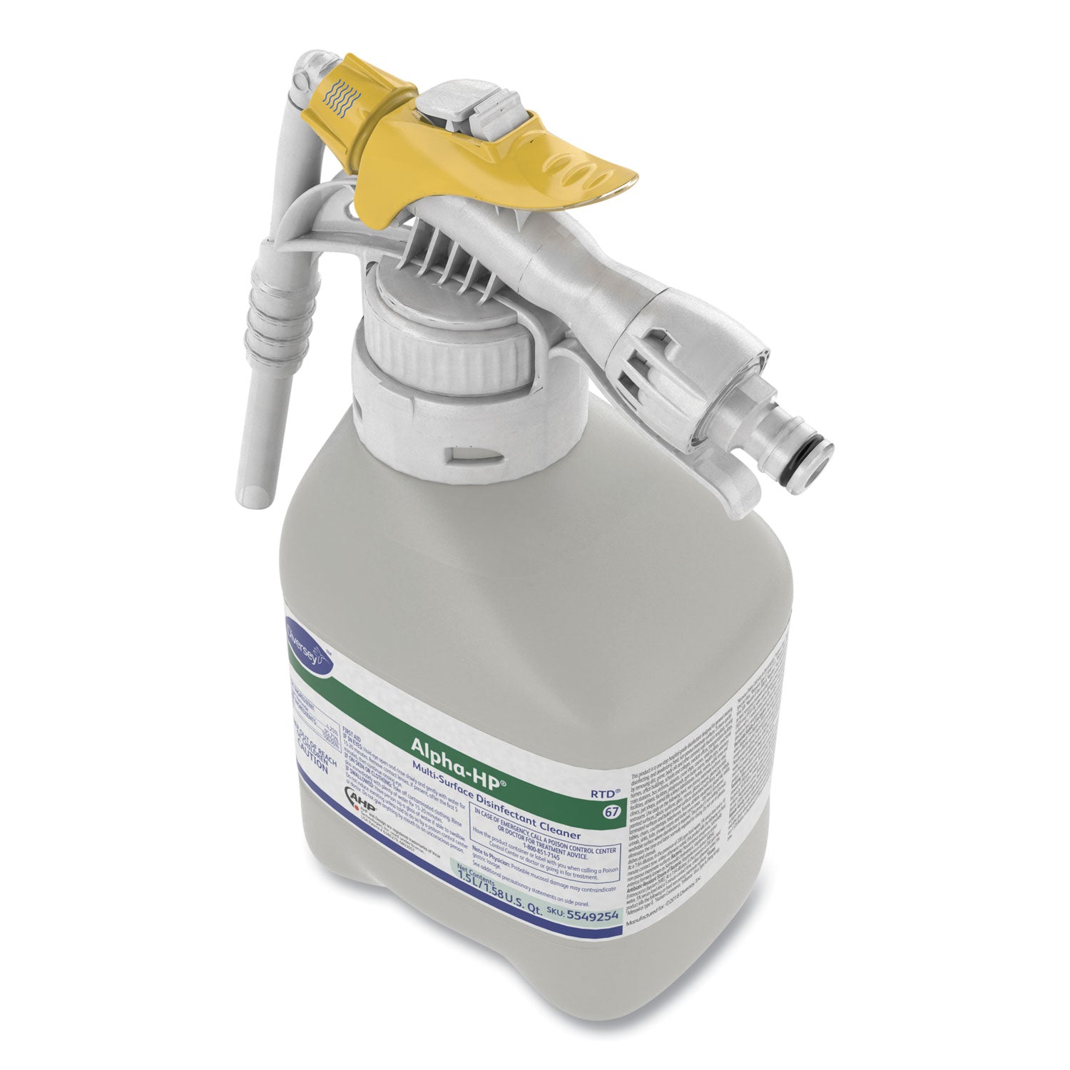 Diversey™ Alpha-Hp Multi-Surface Disinfectant Cleaner, Citrus Scent, 1.5 L Rtd Spray Bottle, 2/carton