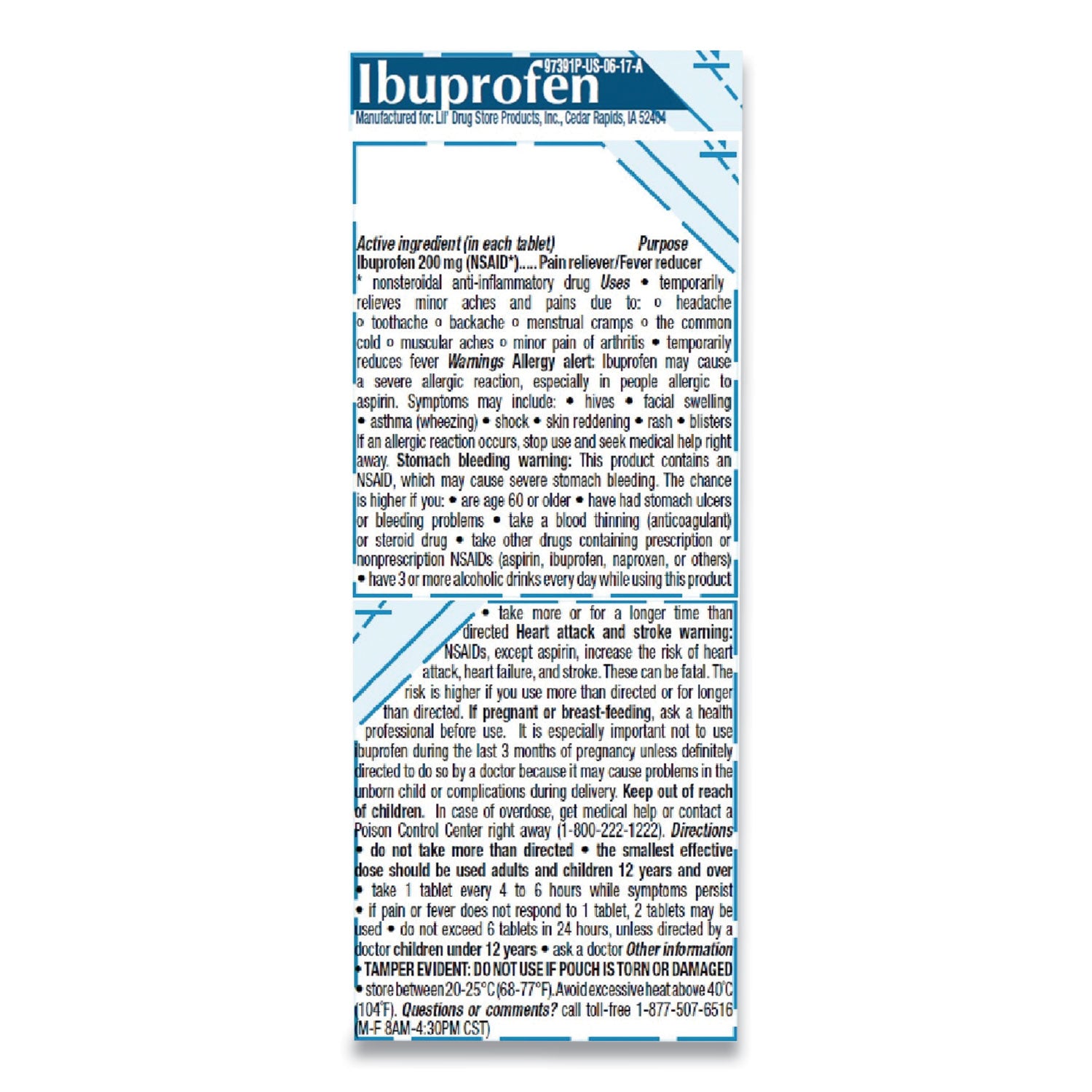 Lil' Drugstore® Ibuprofen, 200 Mg, Refill Pack, Two Tablets/packet, 50 Packets/box