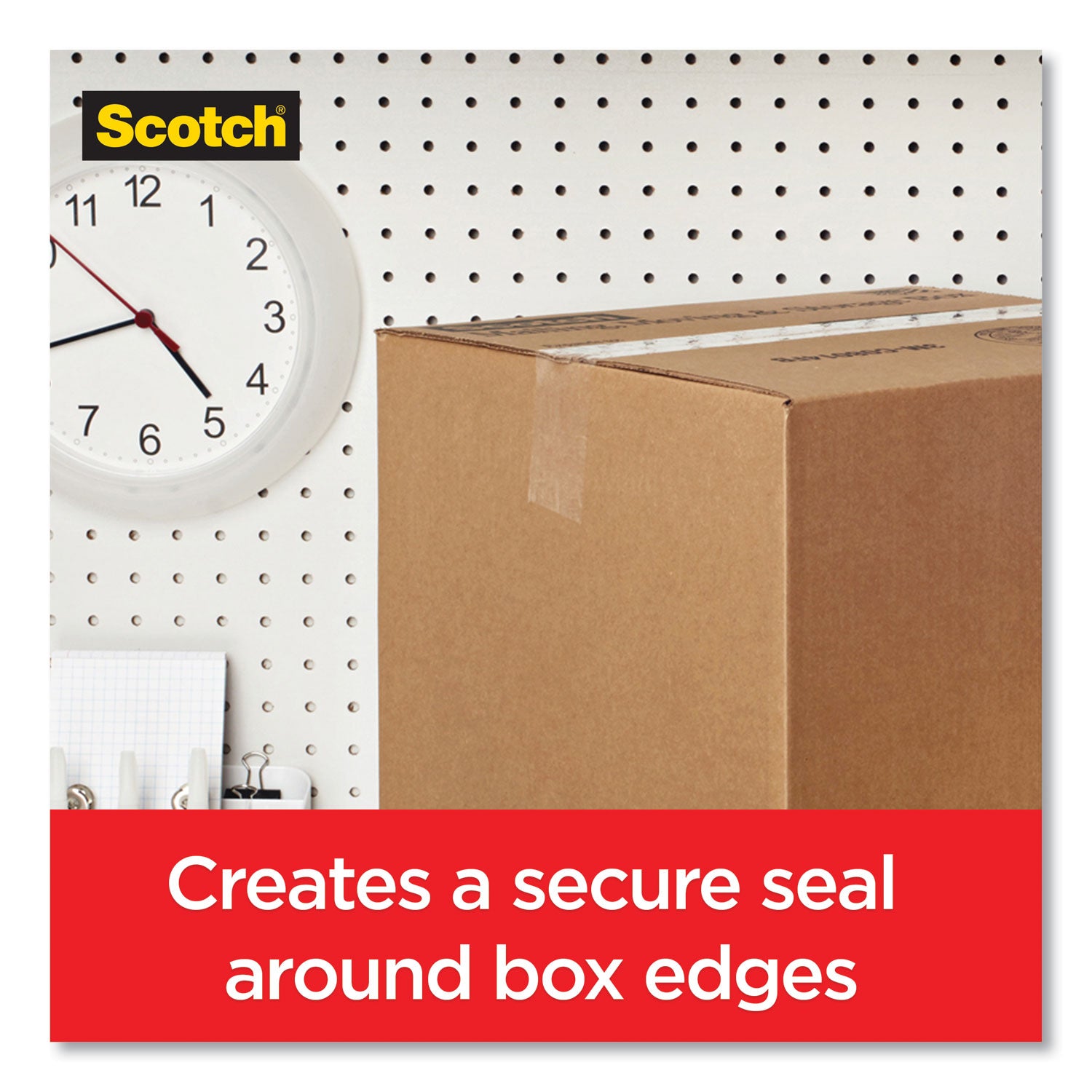 Scotch® Box Lock Shipping Packaging Tape, 1.5" Core With Dispenser, 1.88" X 22.2 Yds, Clear, 6/pack