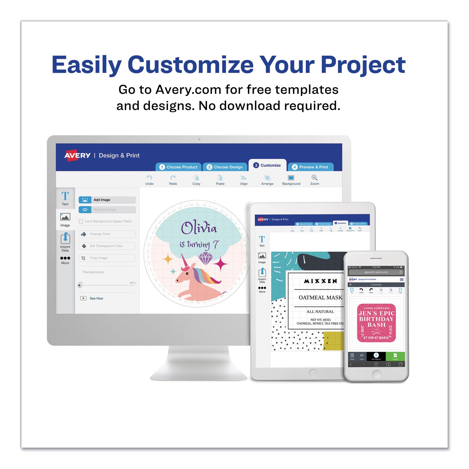 Avery® High-Visibility ID Labels, Laser Printers, 2.25" dia, Assorted, 12/Sheet, 15 Sheets/Pack