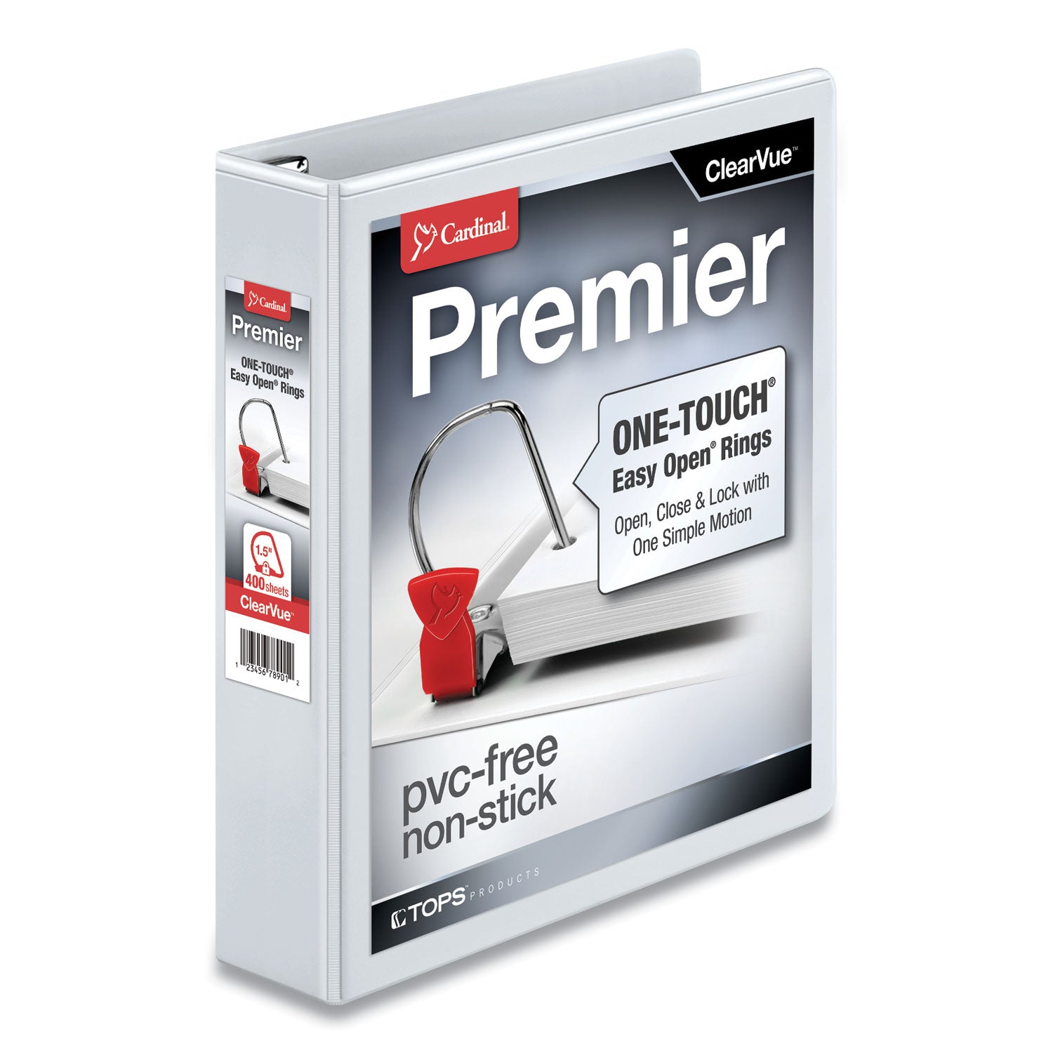 Premier Easy Open ClearVue Locking Slant-D Ring Binder, 3 Rings, 1.5" Capacity, 11 x 8.5, White