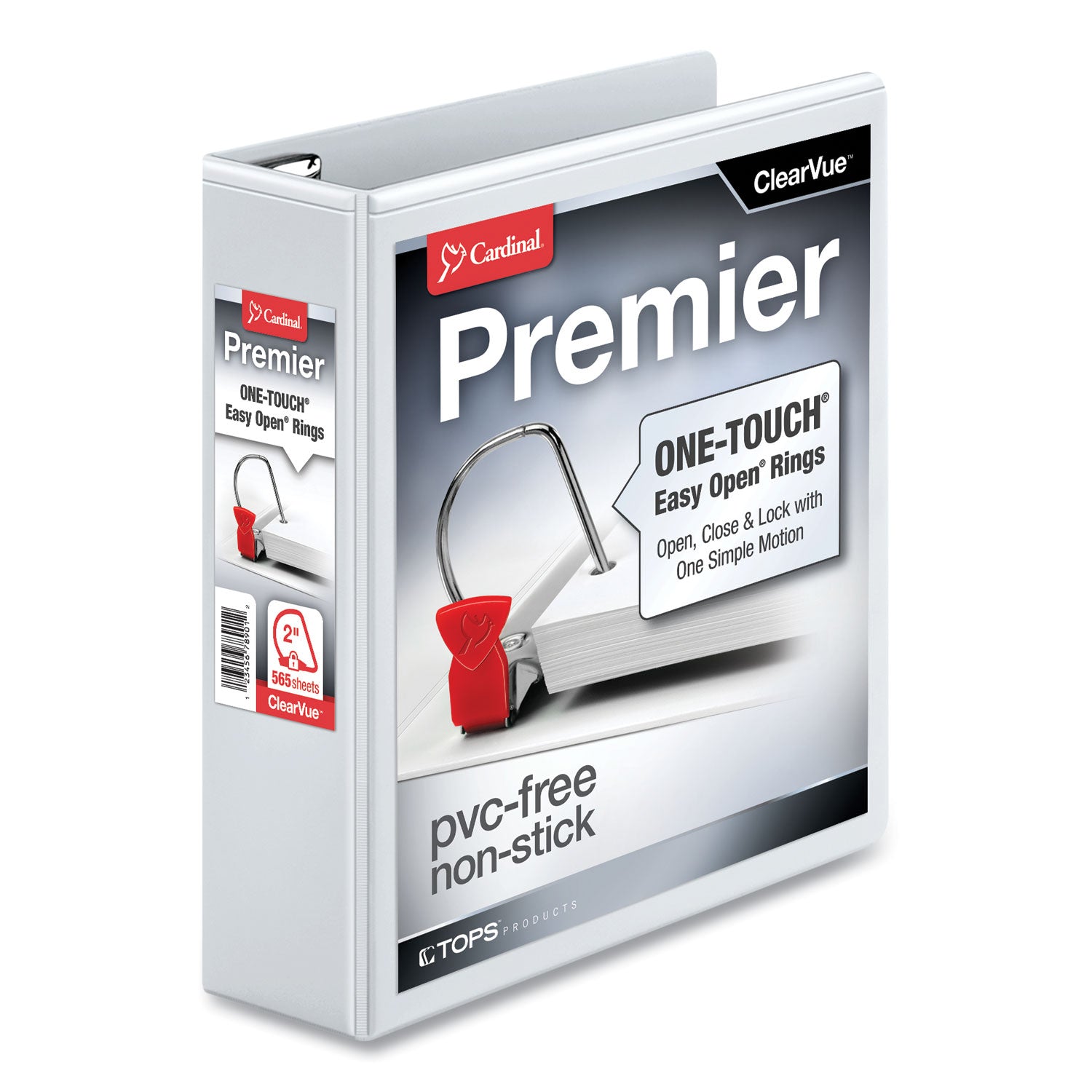 Premier Easy Open ClearVue Locking Slant-D Ring Binder, 3 Rings, 2" Capacity, 11 x 8.5, White