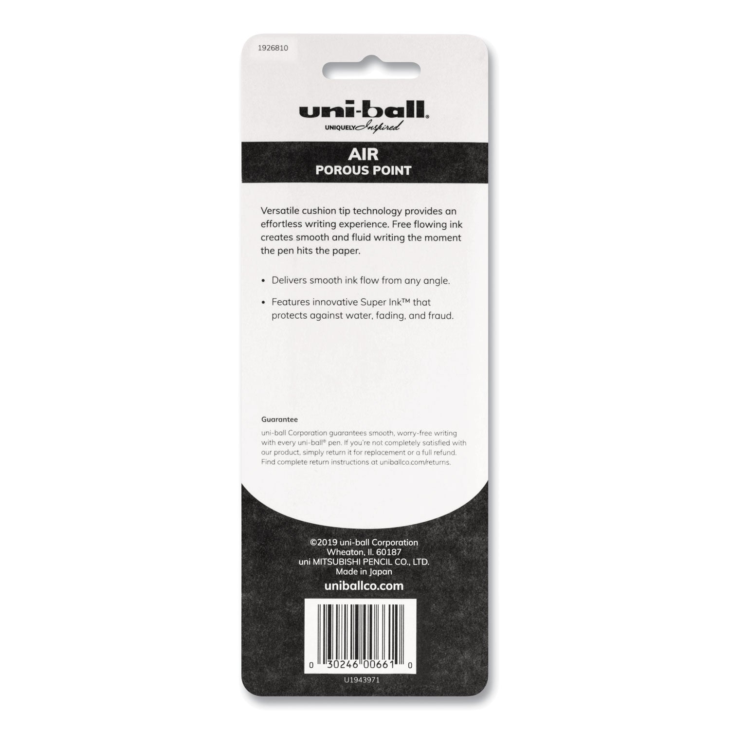 uniball® Air Porous Gel Pen, Stick, Medium 0.7 Mm, Blue Ink, Black/blue Barrel, 3/pack