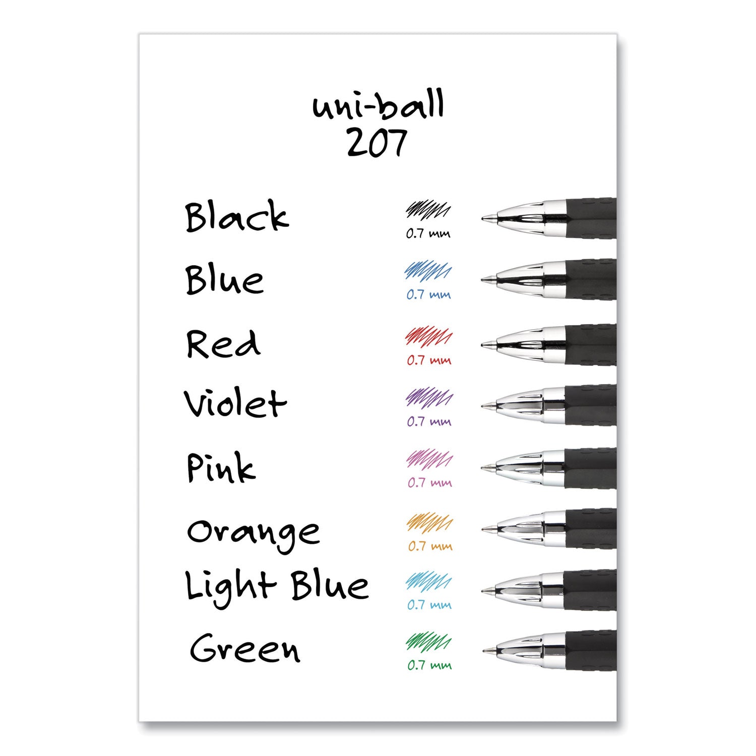 uniball® Signo 207 Gel Pen, Retractable, Medium 0.7 mm, Blue Ink, Smoke/Black/Blue Barrel, 4/Pack
