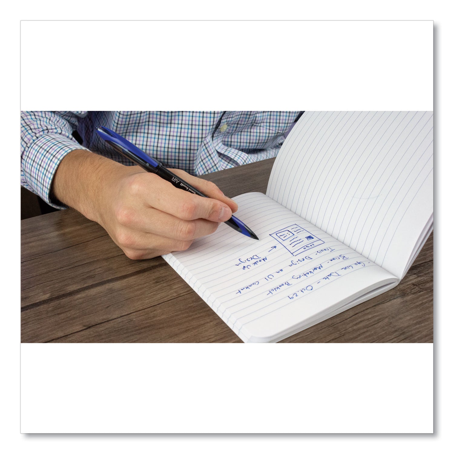 uniball® Air Porous Gel Pen, Stick, Medium 0.7 Mm, Blue Ink, Black/blue Barrel, 3/pack