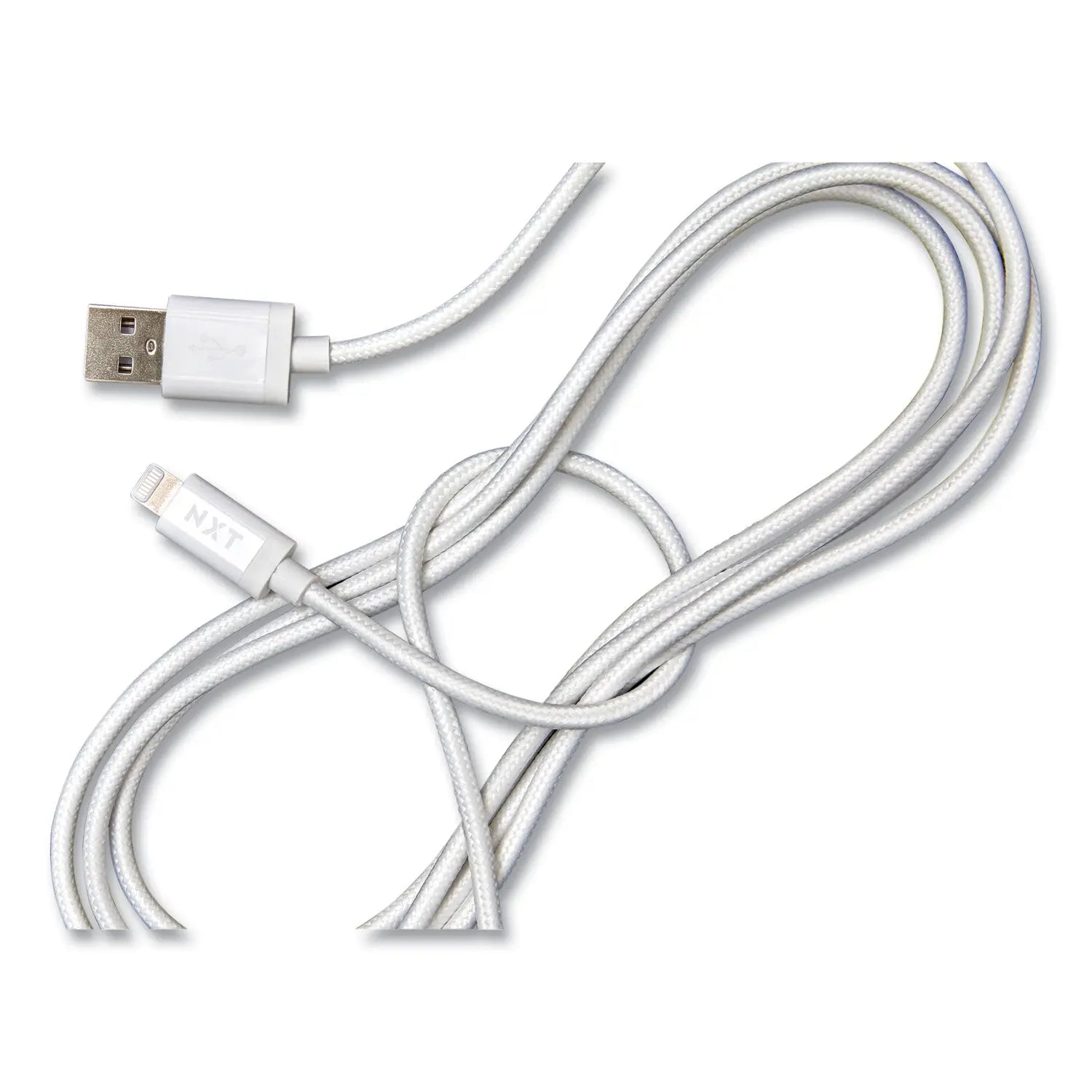 Braided Apple Lightning Cable to USB-A Cable, 6 ft, White NXT Technologies™ Flipcost