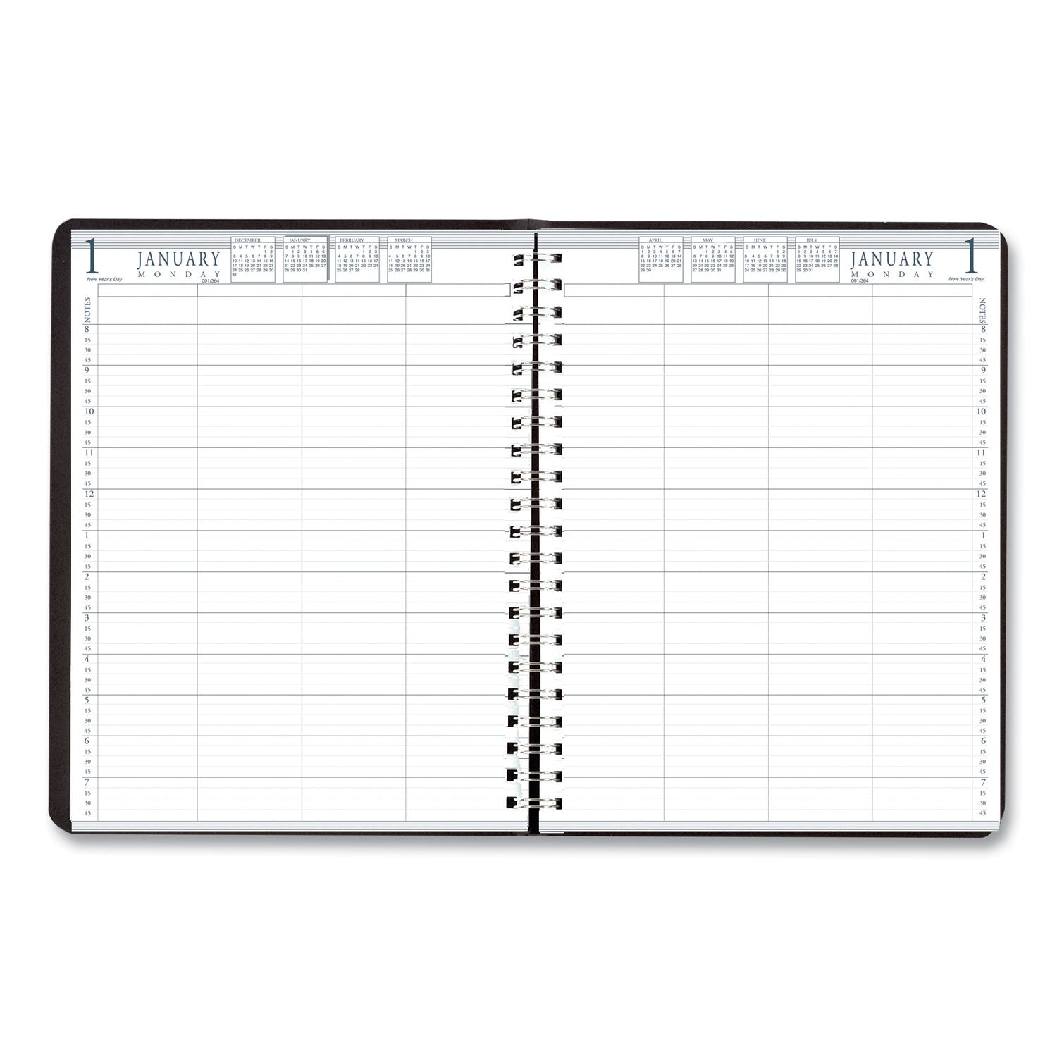 House of Doolittle™ Eight-Person Group Practice Daily Appointment Book, 11 x 8.5, Black Cover, 12-Month (Jan to Dec): 2025