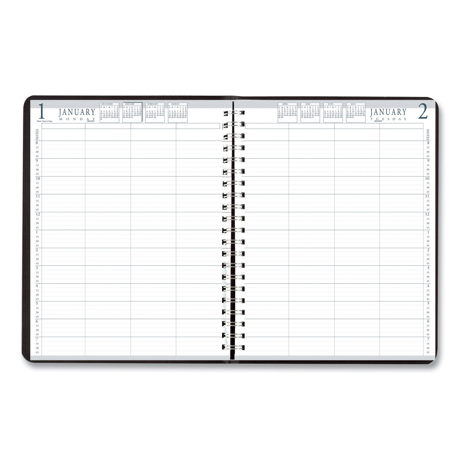 House of Doolittle™ Executive Series Four-Person Group Practice Daily Appointment Book, 11 x 8.5, Black Hard Cover, 12-Month (Jan to Dec): 2025