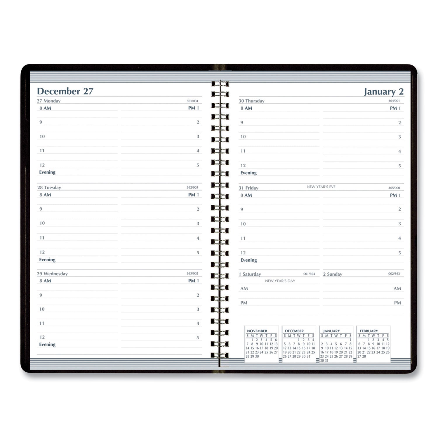 House of Doolittle™ Recycled Weekly Appointment Book, 8 x 5, Black Cover, 12-Month (Jan to Dec): 2025