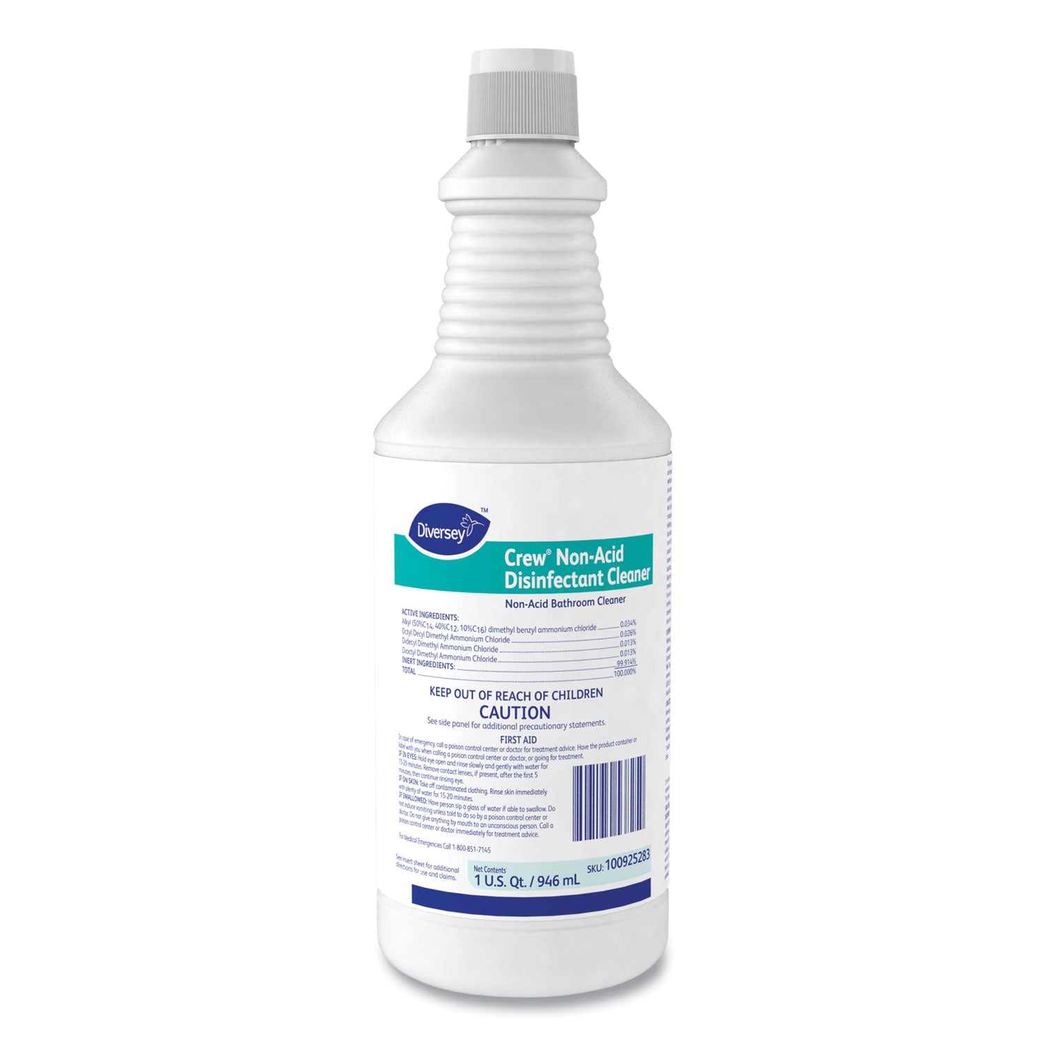 Diversey™ Crew Neutral Non-Acid Bowl And Bathroom Disinfectant, 32 Oz Squeeze Bottle, 12/carton