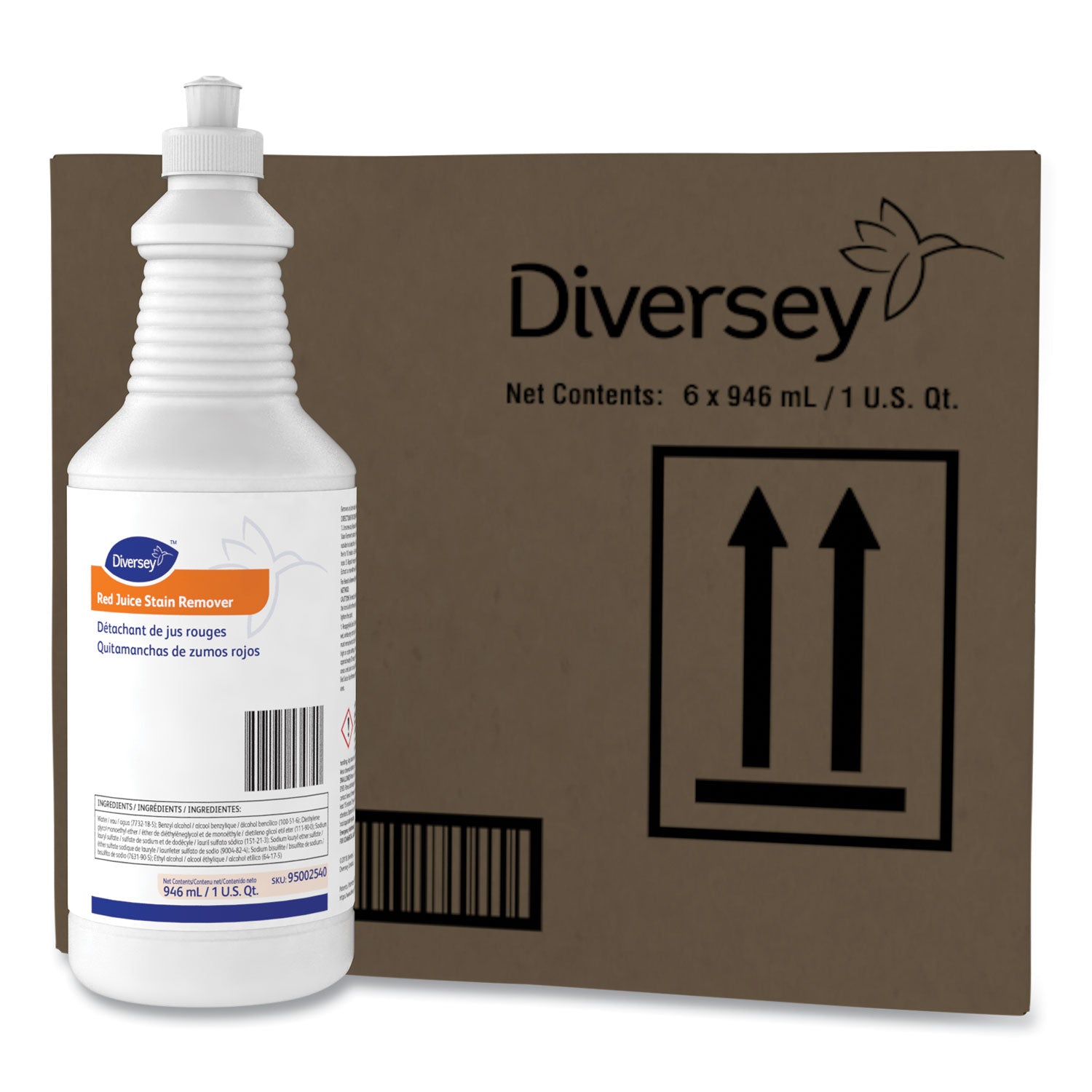 Diversey™ Red Juice Stain Remover, 32 Oz Bottle, 6 Bottles/carton