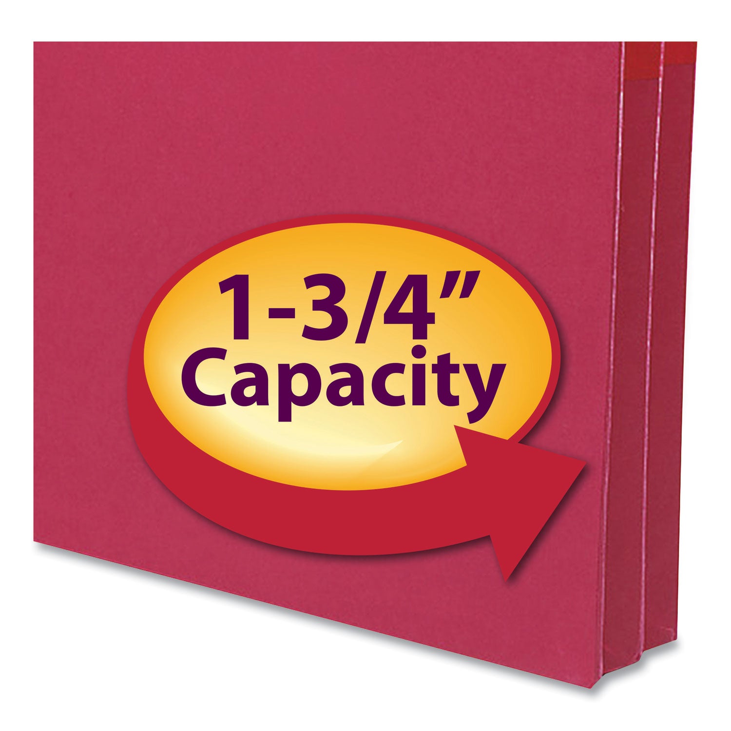 Smead Colored File Pockets, 1.75" Expansion, Letter Size, Red