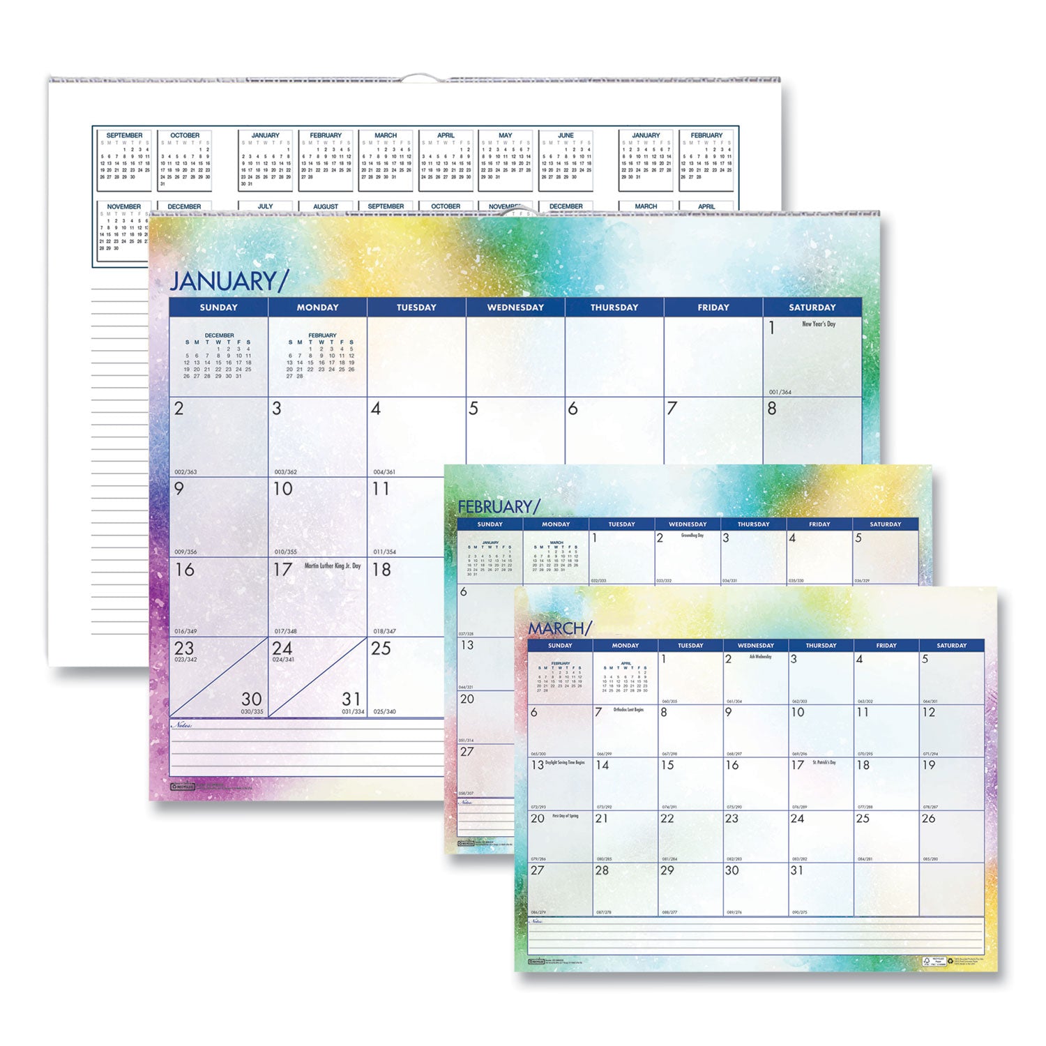 Recycled Cosmos Wall Calendar, Night Sky Artwork, 14.88 x 12, White/Multicolor Sheets, 12-Month (Jan to Dec): 2025