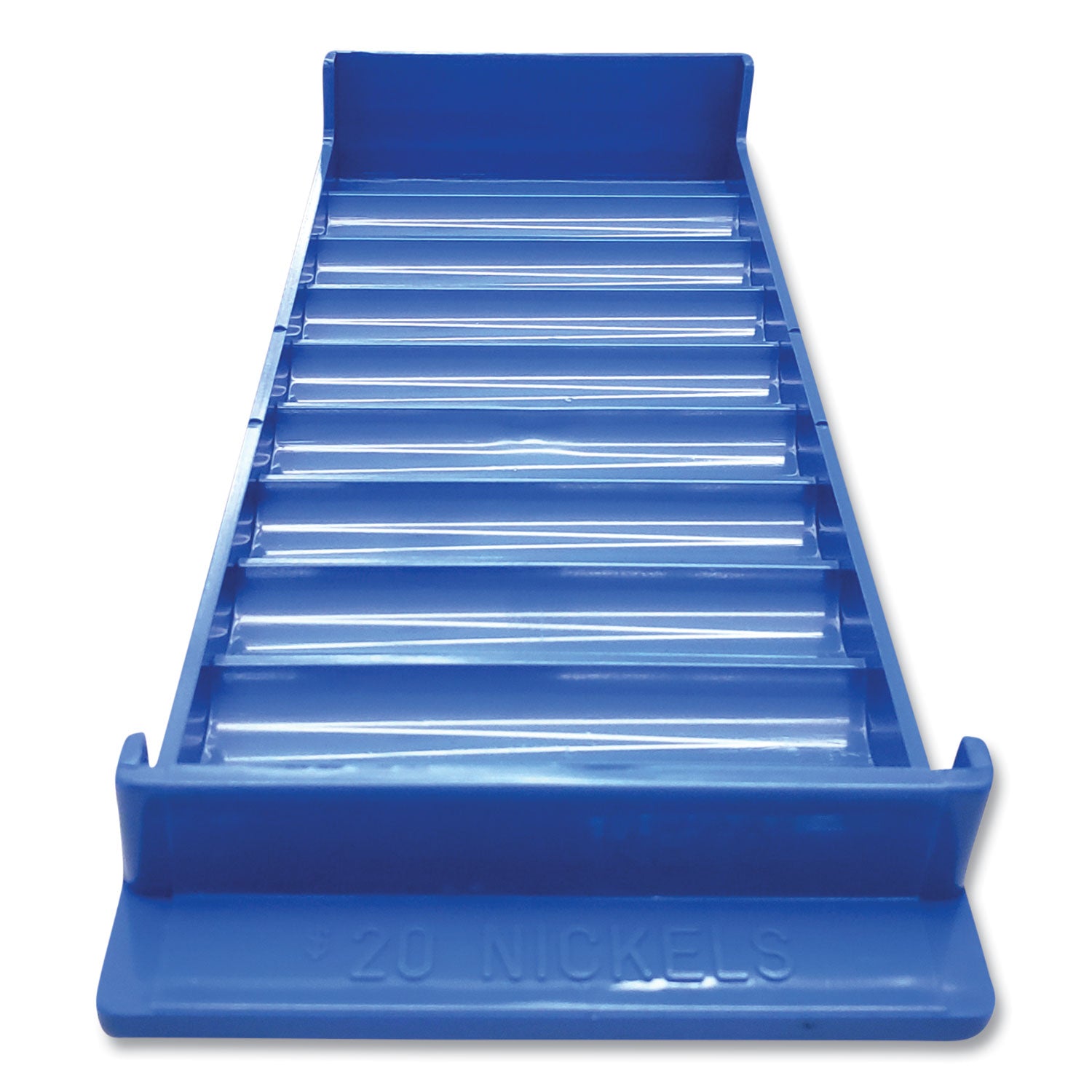 Stackable Plastic Coin Tray, 10 Compartments, Stackable, 3.75 x 10.5 x 1.5, Blue, 2/Pack