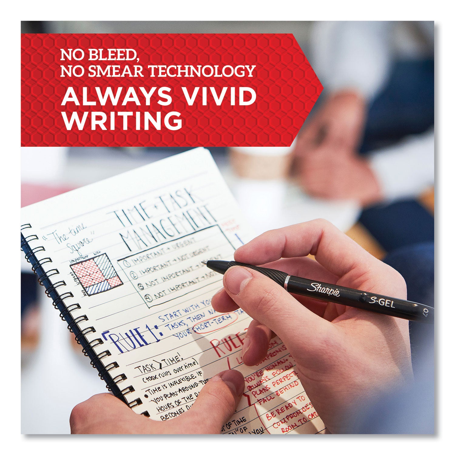 Sharpie® S-Gel™ S-Gel High-Performance Gel Pen, Retractable, Medium 0.7 mm, Black Ink, Black Barrel, 36/Pack