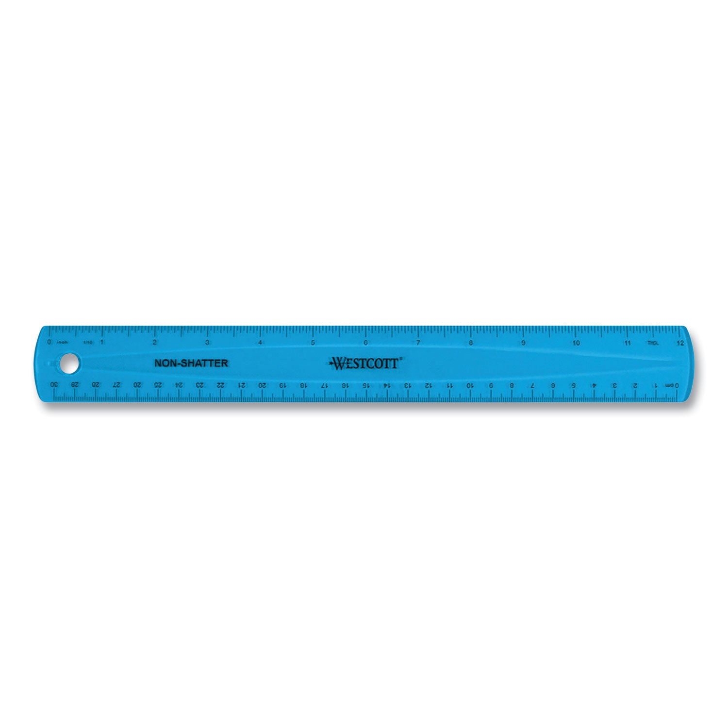 Westcott® Non-Shatter Flexible Ruler, Standard/metric, 12" (30 Cm) Long, Plastic, Assorted Translucent Colors, 12/box