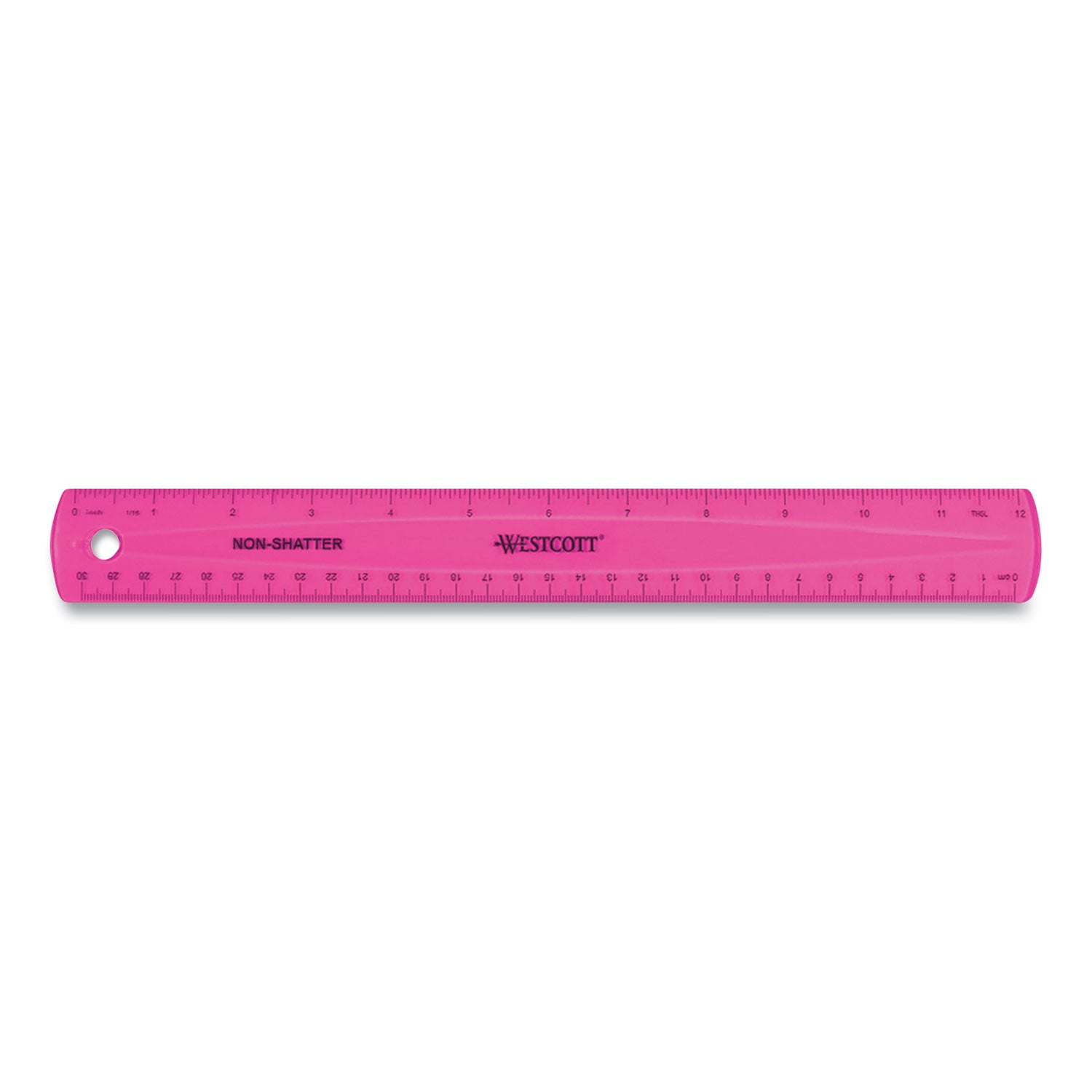 Westcott® Non-Shatter Flexible Ruler, Standard/metric, 12" (30 Cm) Long, Plastic, Assorted Translucent Colors, 12/box