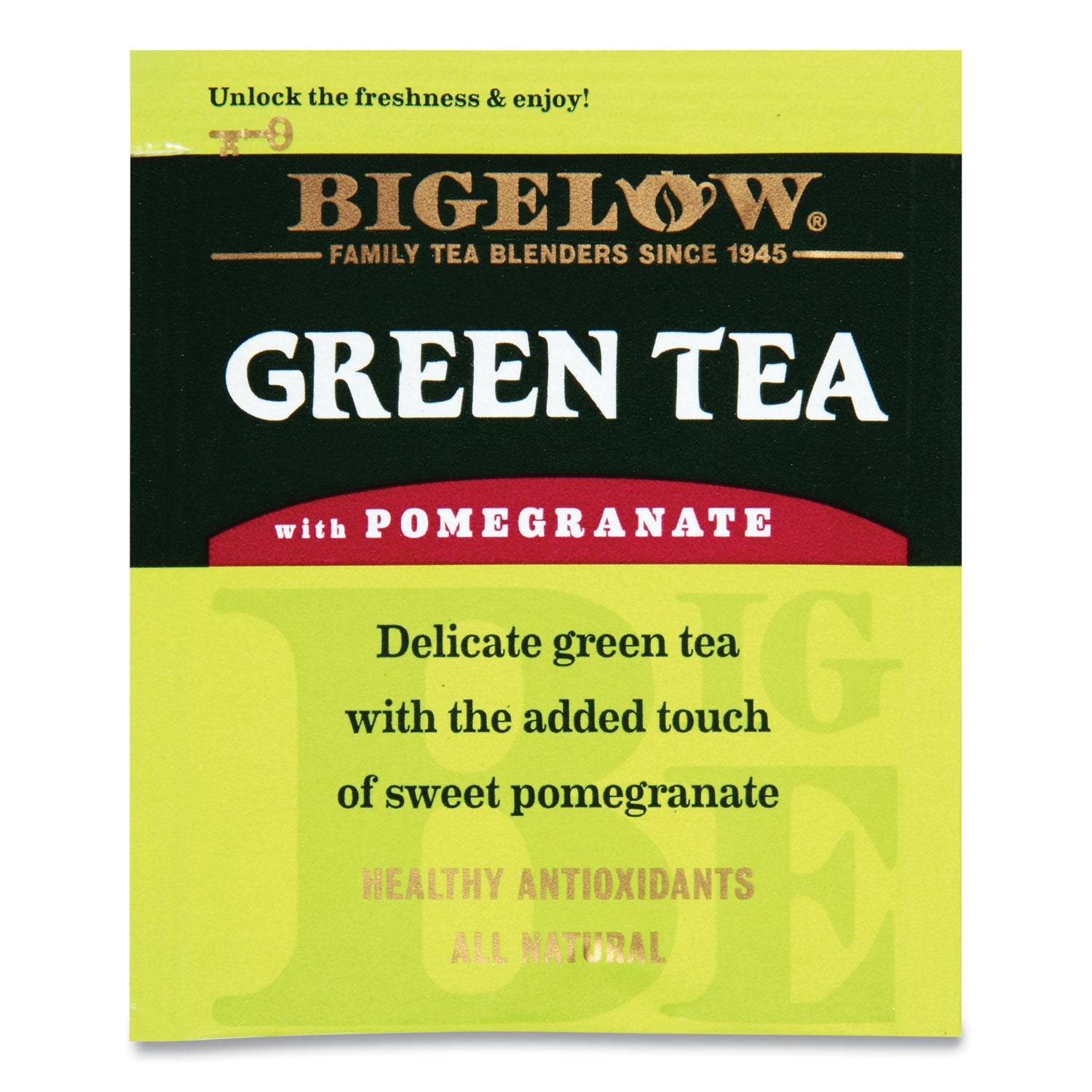 Bigelow® Green Tea With Pomegranate, 0.07 Oz Tea Bag, 28/box