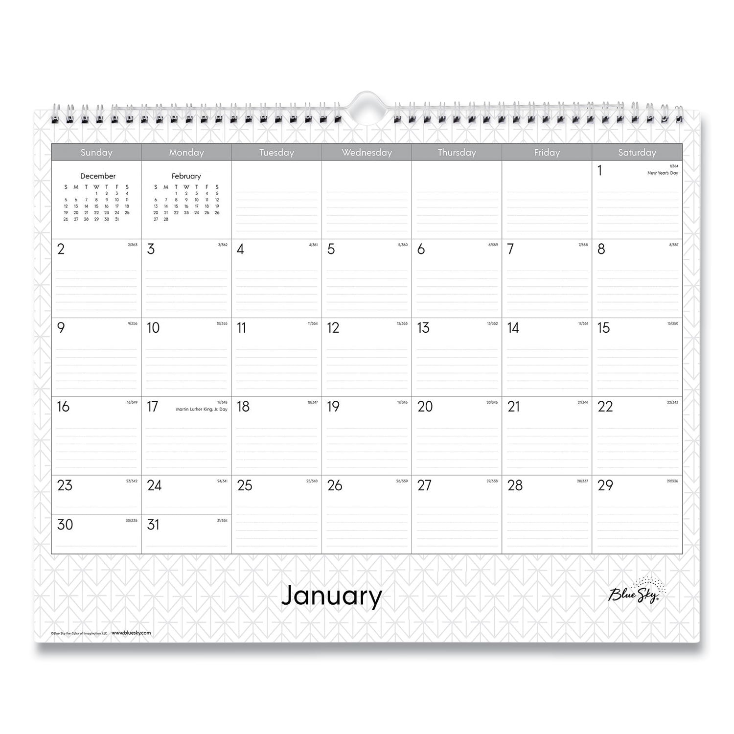 Enterprise Wall Calendar, Geometric Artwork, 15 x 12, White/Gray Sheets, 12-Month (Jan to Dec): 2025