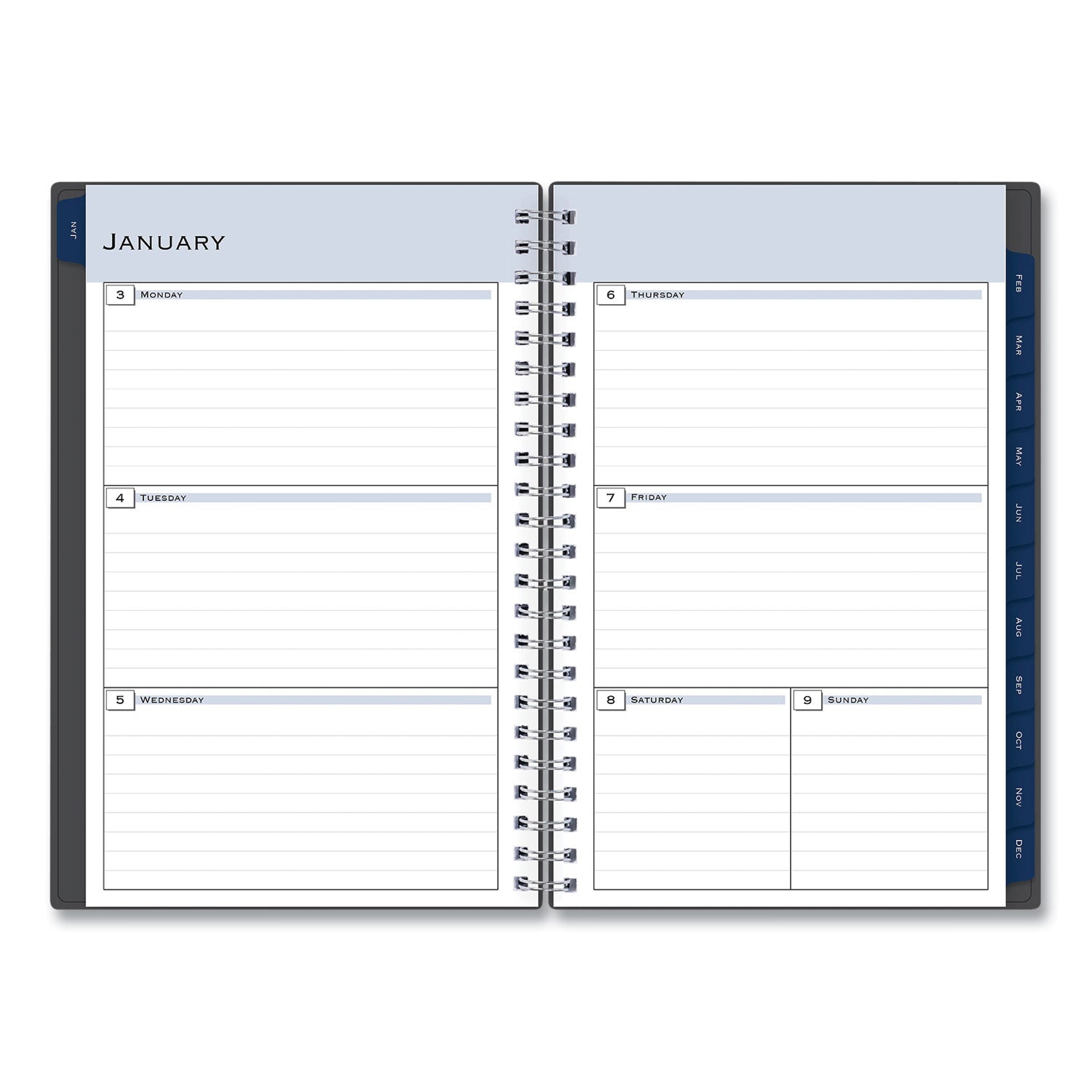 Blue Sky® Passages Weekly/Monthly Planner, 8 x 5, Charcoal Cover, 12-Month (Jan to Dec): 2025