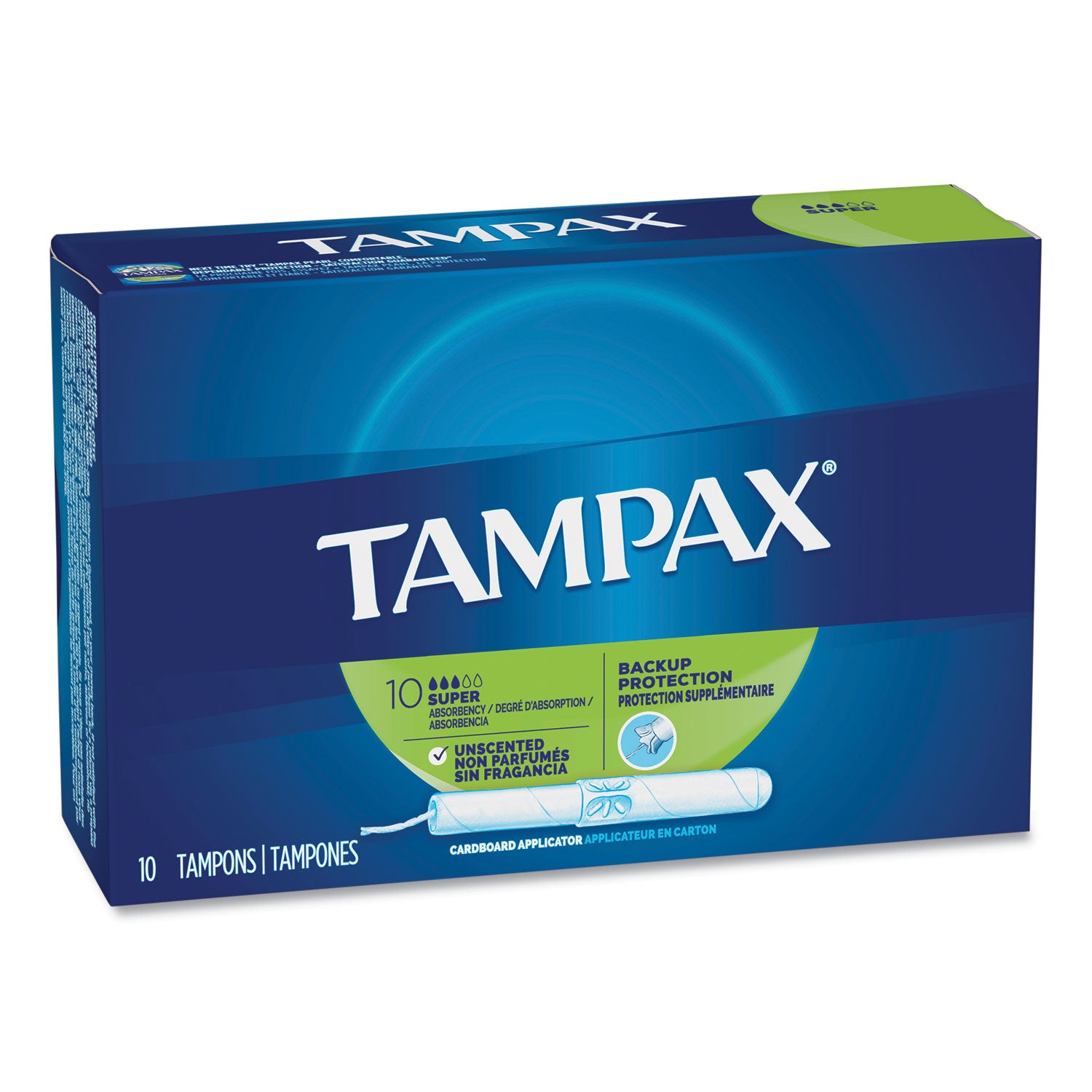 Tampax® Cardboard Applicator Tampons, Super, 10/box
