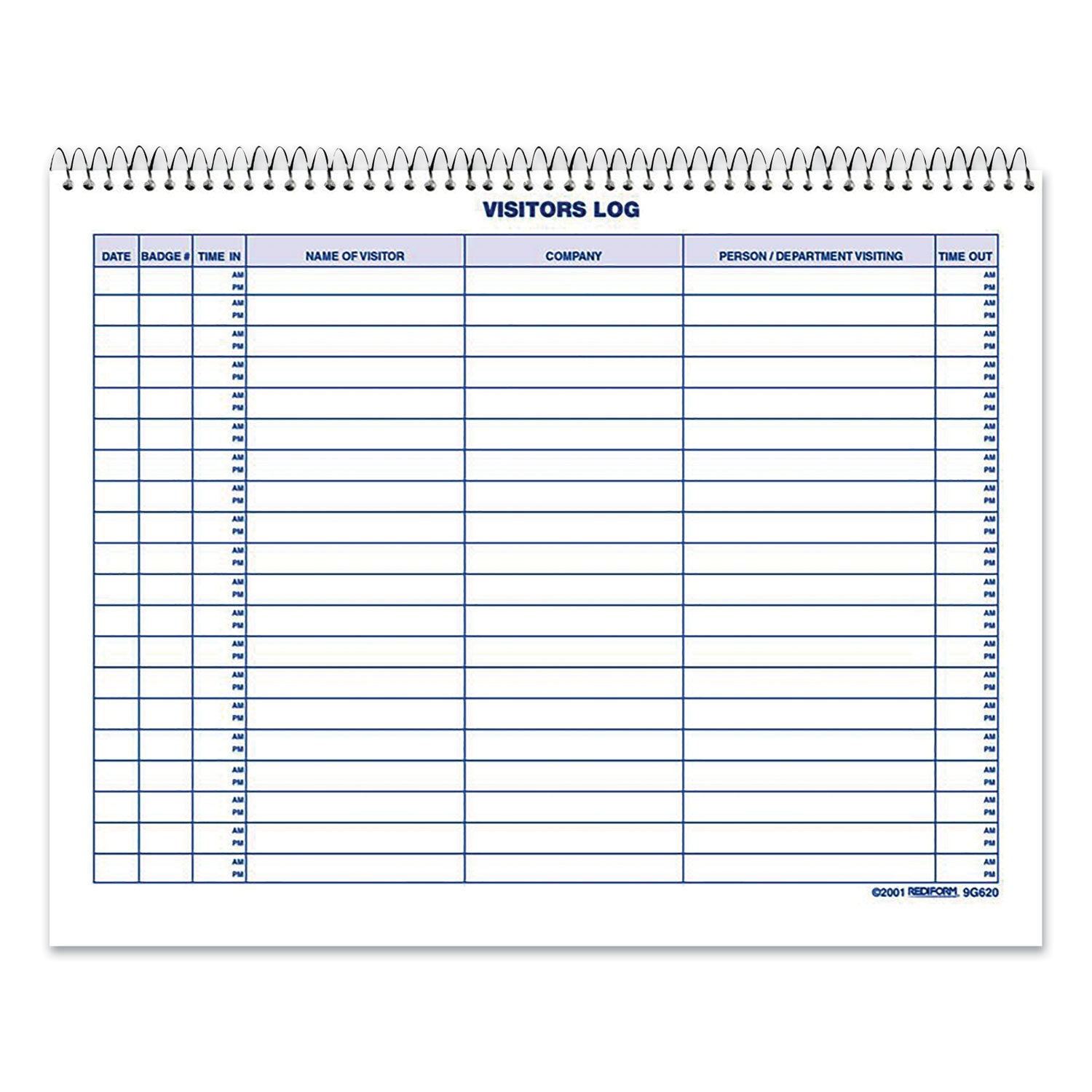 Rediform® Visitors Log Book, Blue/white/red Cover, 11 X 8.5 Sheets, 50 Sheets/book