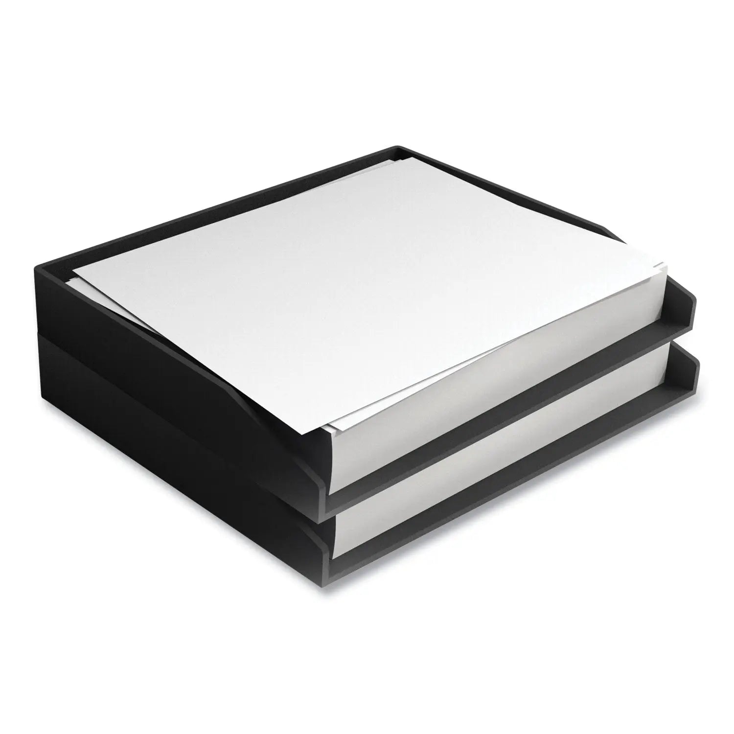 Side-Load Stackable Plastic Document Tray, 1 Section, Letter-Size, 12.24 x 9.8 x 1.75, Black, 2/Pack TRU RED™ Flipcost