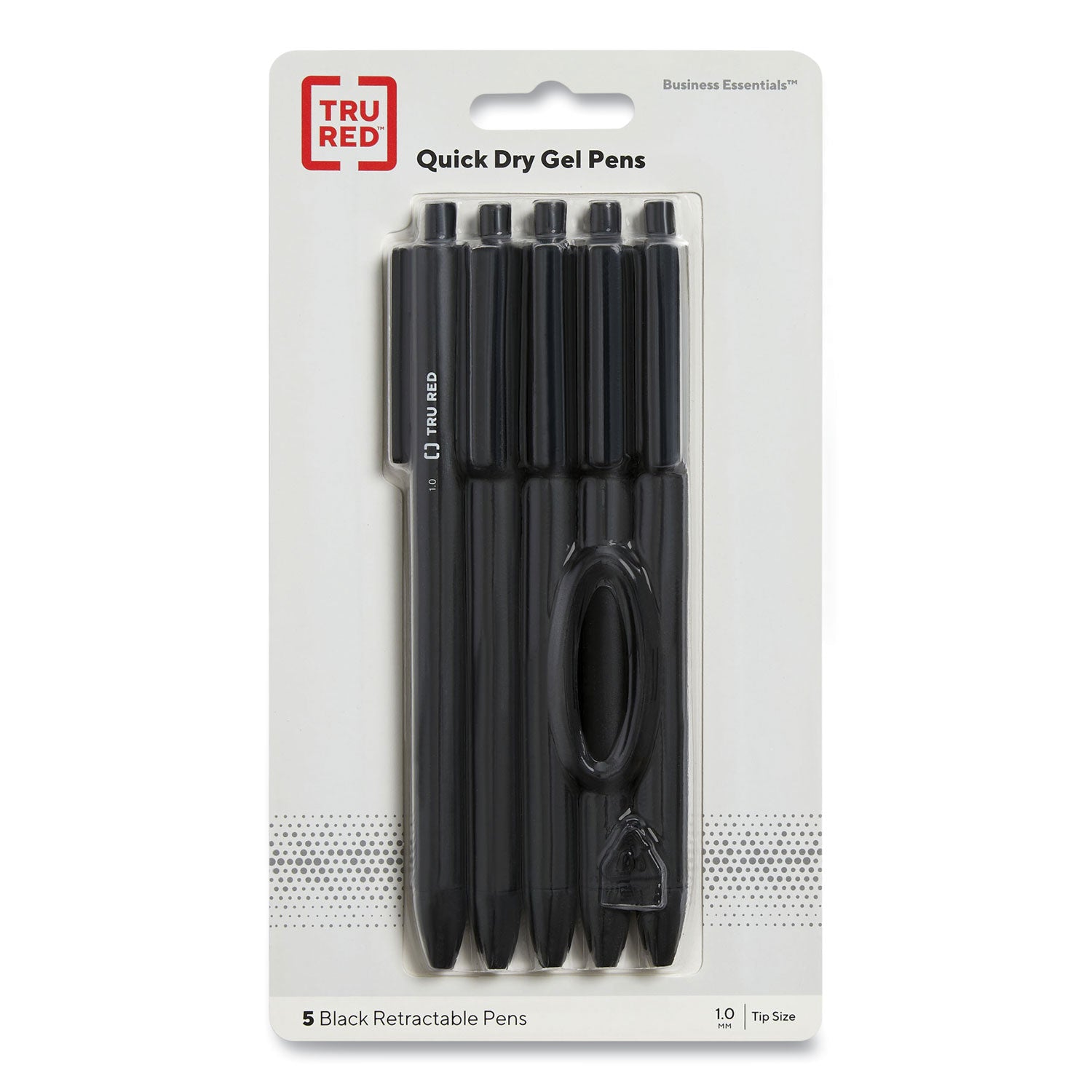 TRU RED™ Quick Dry Gel Pen, Retractable, Bold 1 Mm, Black Ink, Black Barrel, 5/pack