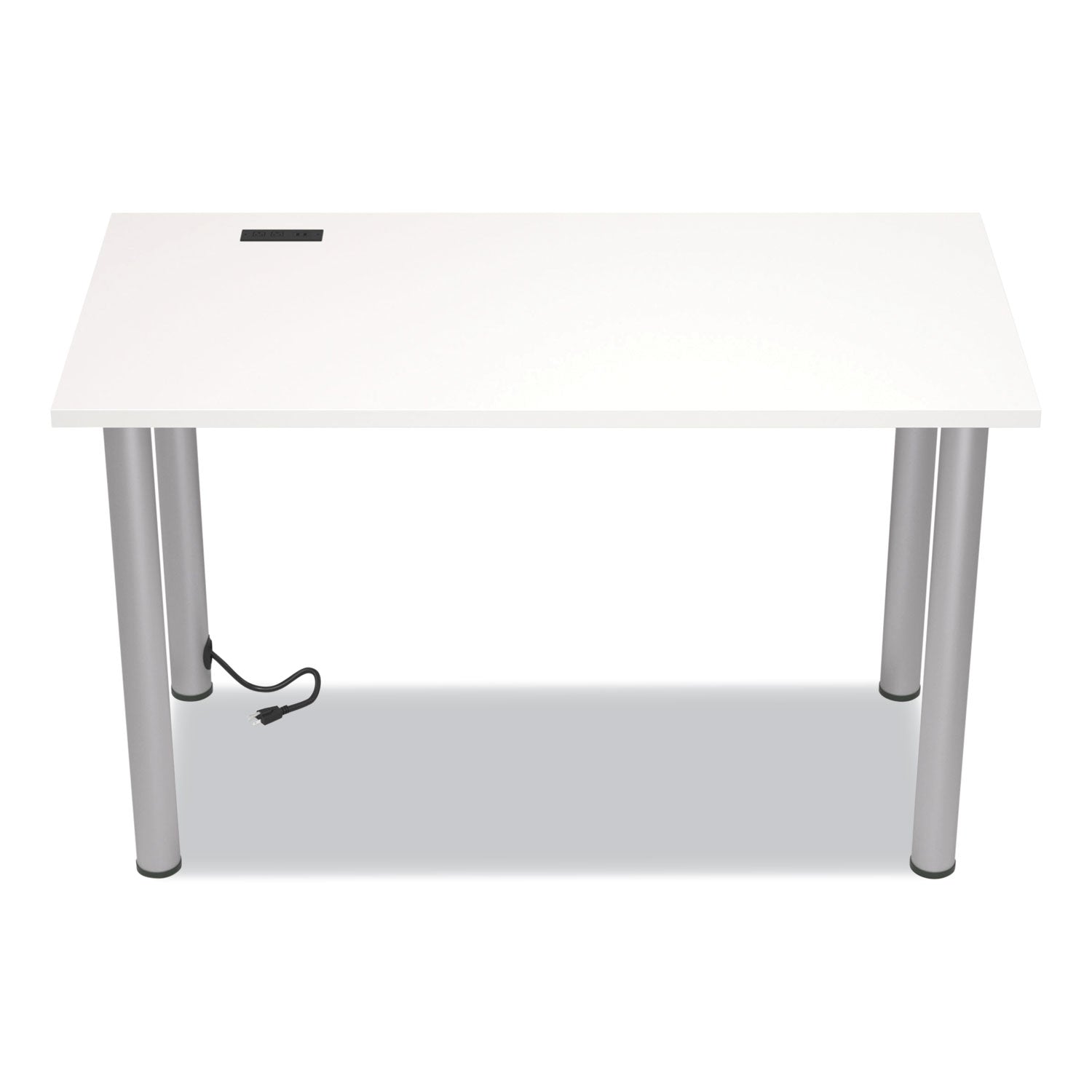 Union & Scale™ Essentials Writing Table-Desk With Integrated Power Management, 47.5" X 23.7" X 28.8", White/aluminum