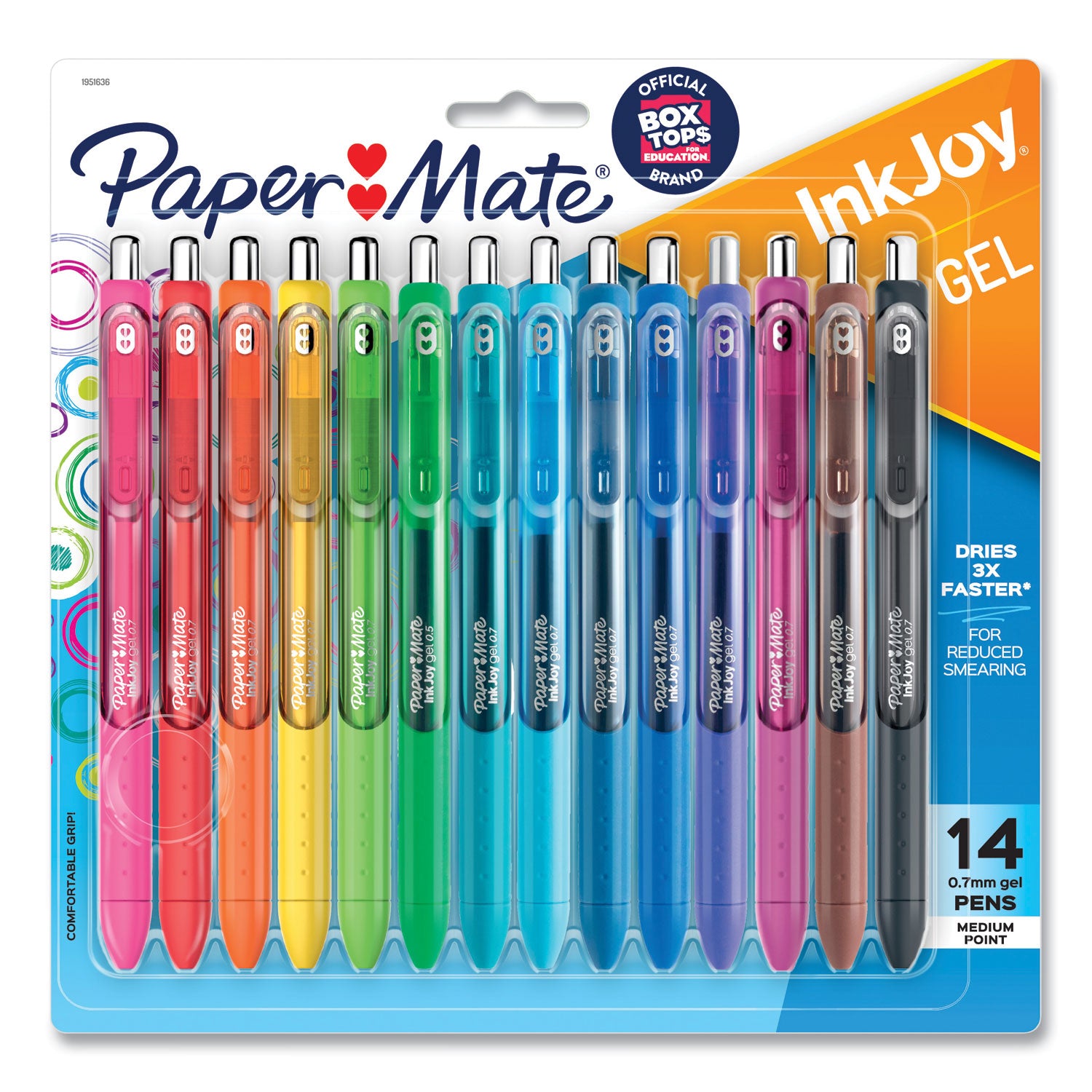 Paper Mate® InkJoy Gel Pen, Retractable, Medium 0.7 mm, Assorted Ink and Barrel Colors, 14/Pack