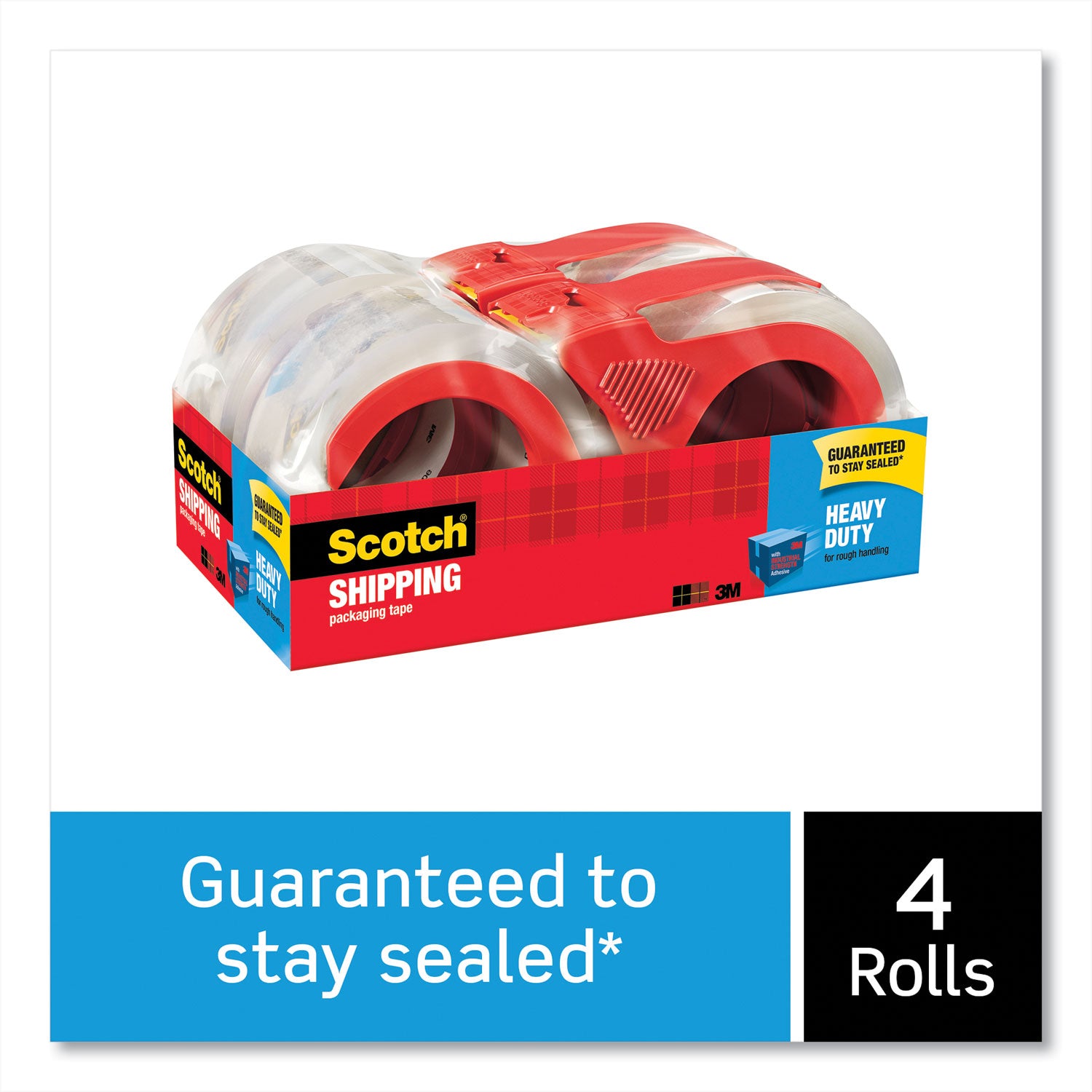 Scotch® 3850 Heavy-Duty Packaging Tape With Dispenser, 3" Core, 1.88" X 54.6 Yds, Clear, 4/pack