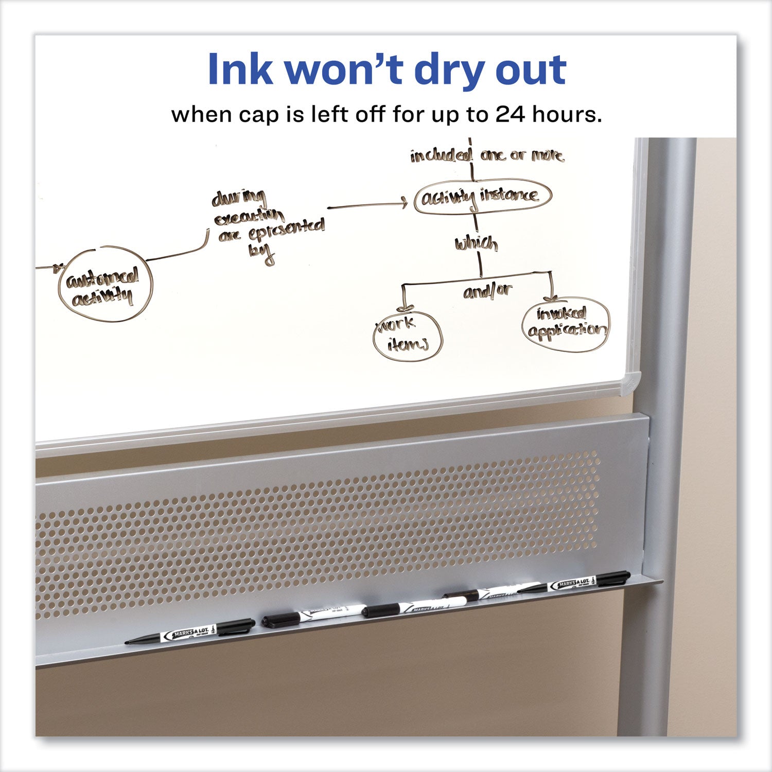 Avery® Marks A Lot Pen-Style Dry Erase Markers, Medium Bullet Tip, Assorted Colors, 4/set (24459)