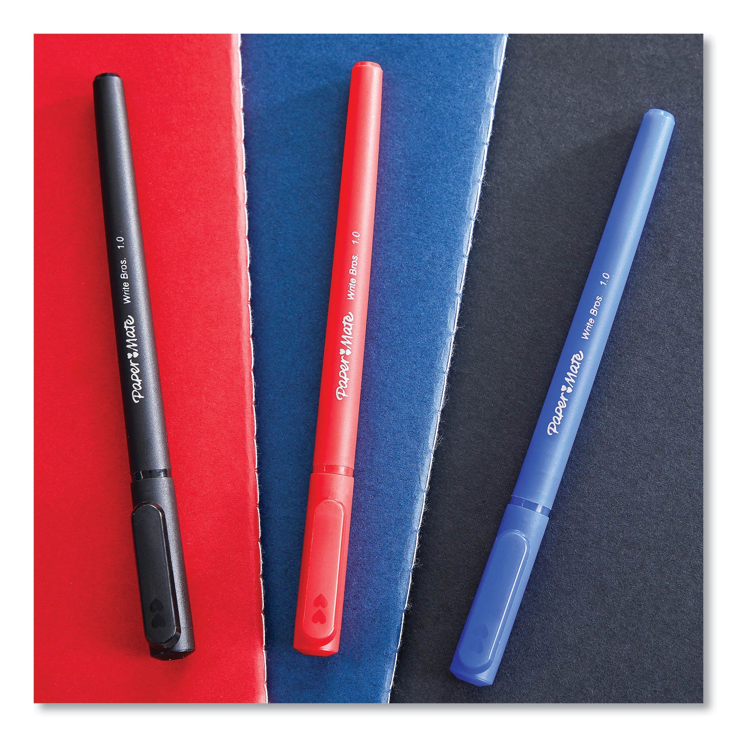 Paper Mate® Write Bros. Ballpoint Pen, Stick, Fine 0.8 Mm, Red Ink, Red Barrel, Dozen
