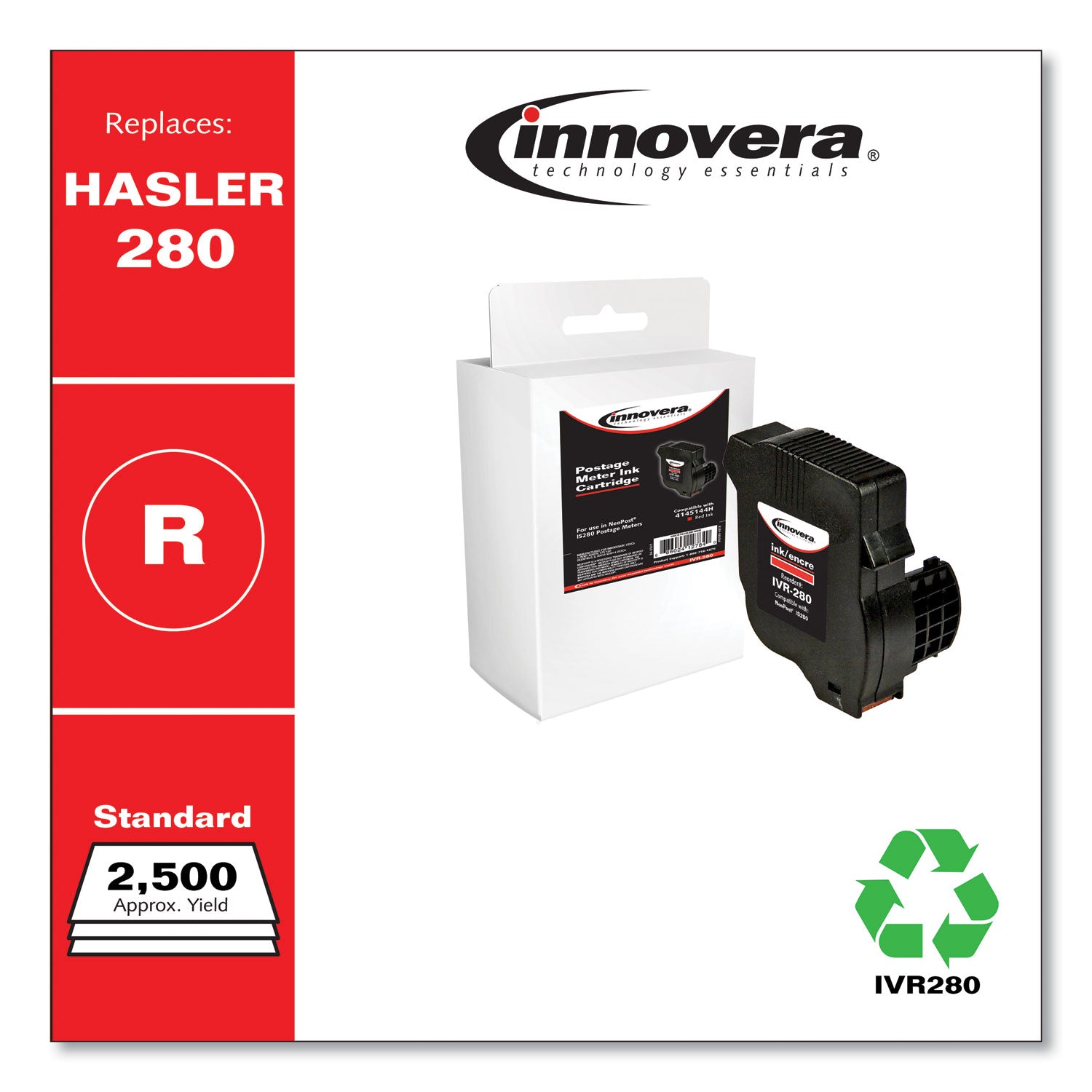 Innovera® Remanufactured Red Postage Meter Ink, Replacement for IM-280 (ISINK2IMINK2), 2,500 Page-Yield