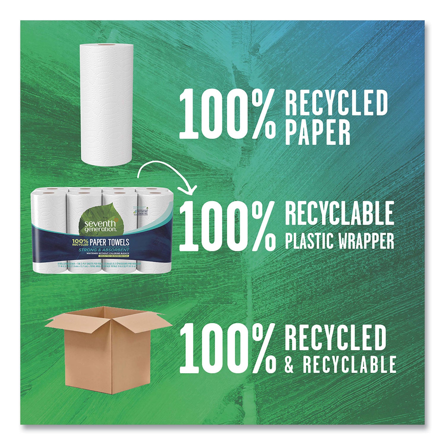 Seventh Generation® 100% Recycled Paper Kitchen Towel Rolls, 2-Ply, 11 x 5.4, 156 Sheets/Rolls, 32 Rolls/Carton