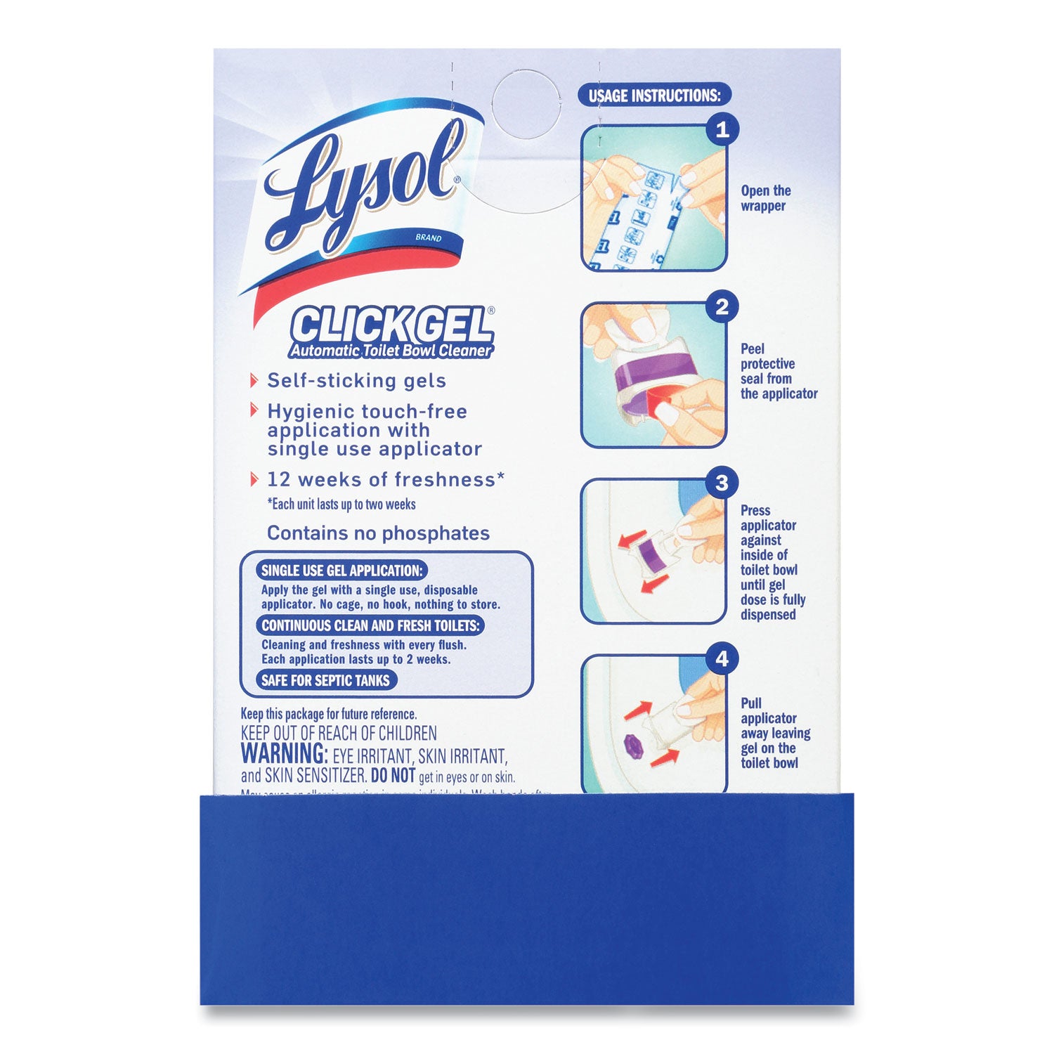 LYSOL® Brand Click Gel Automatic Toilet Bowl Cleaner, Lavender Fields, 6/box, 4 Boxes/carton
