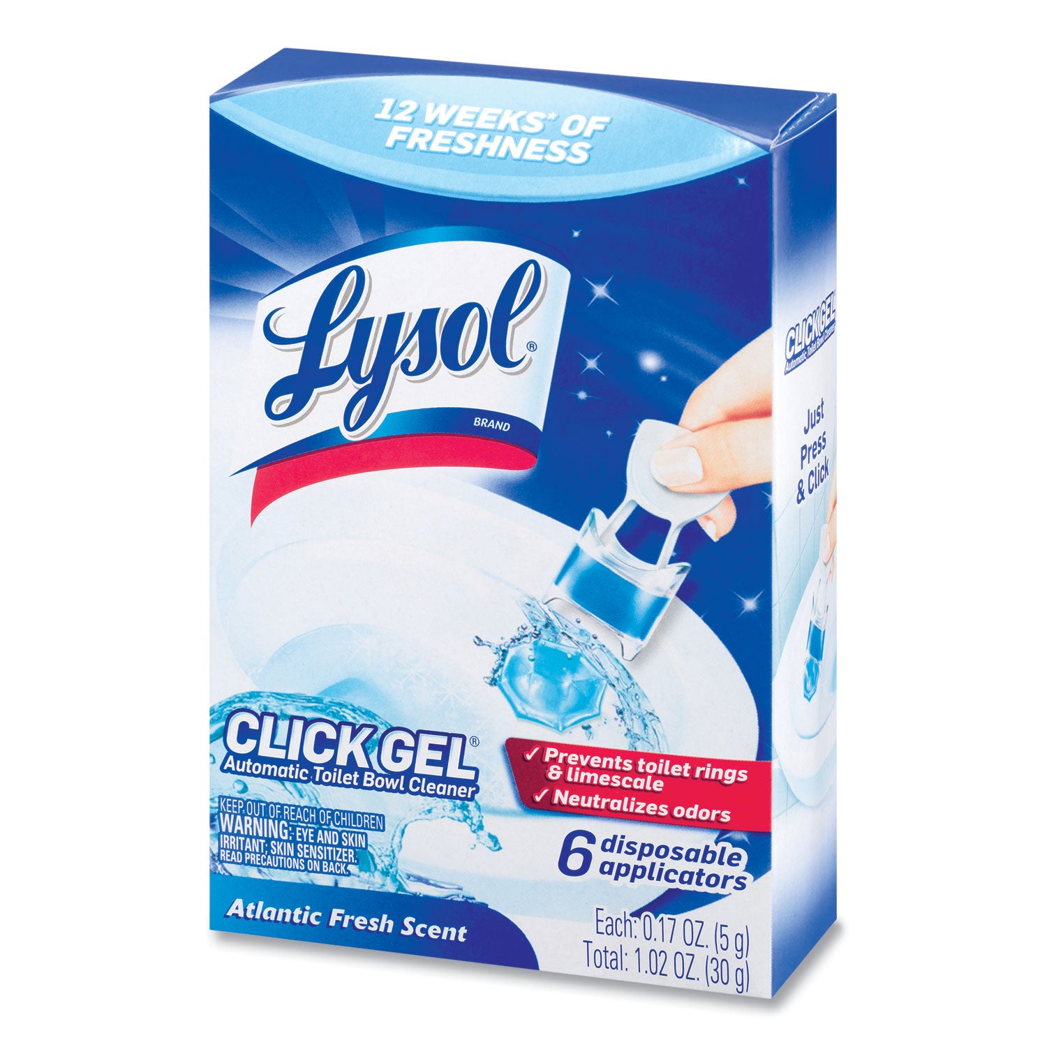 LYSOL® Brand Click Gel Automatic Toilet Bowl Cleaner, Ocean Fresh, 6/box, 4 Boxes/carton