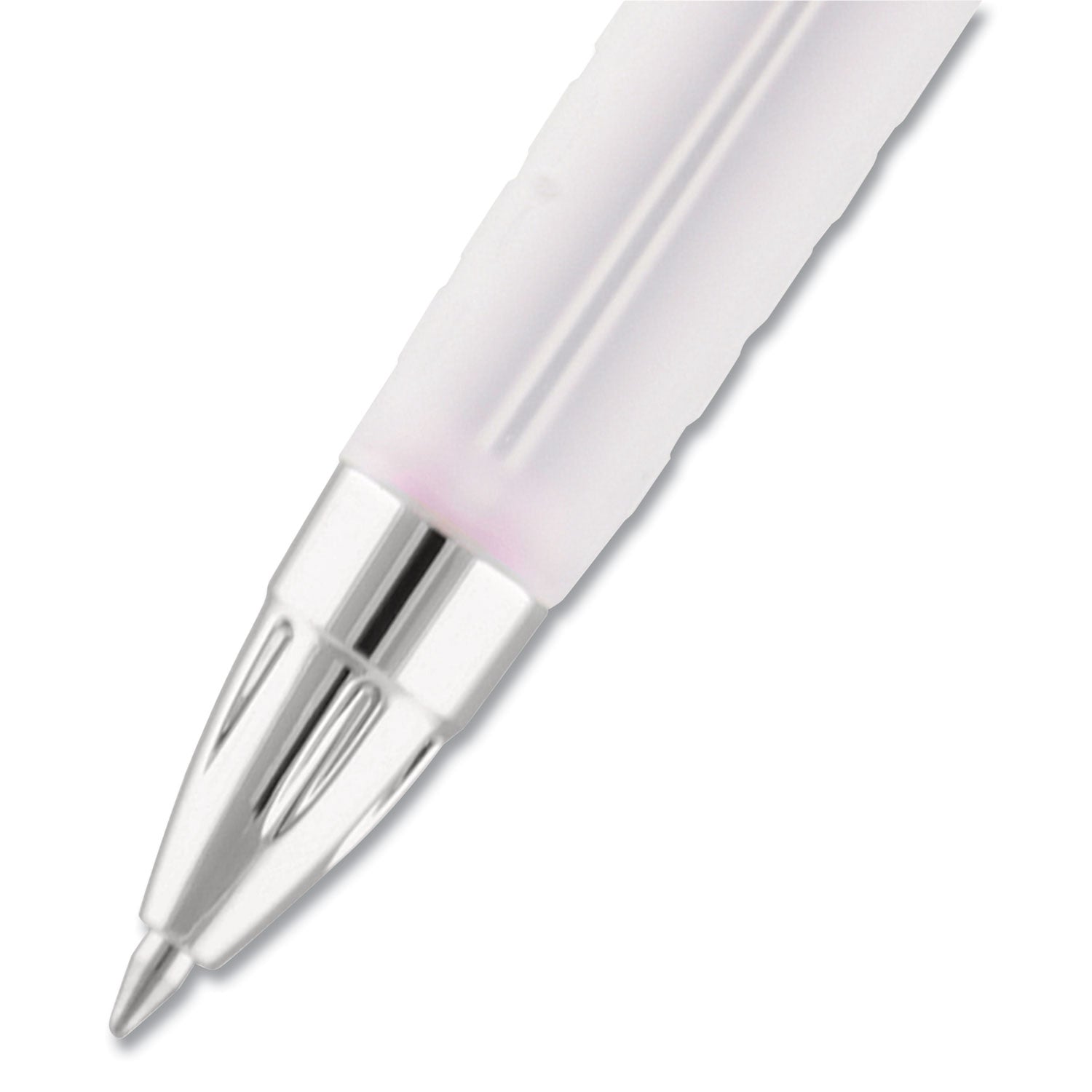 uniball® Signo 207 City of Hope Edition Gel Pen, Retractable, Medium 0.7 mm, Black Ink, Translucent Pink/White Barrel, Dozen