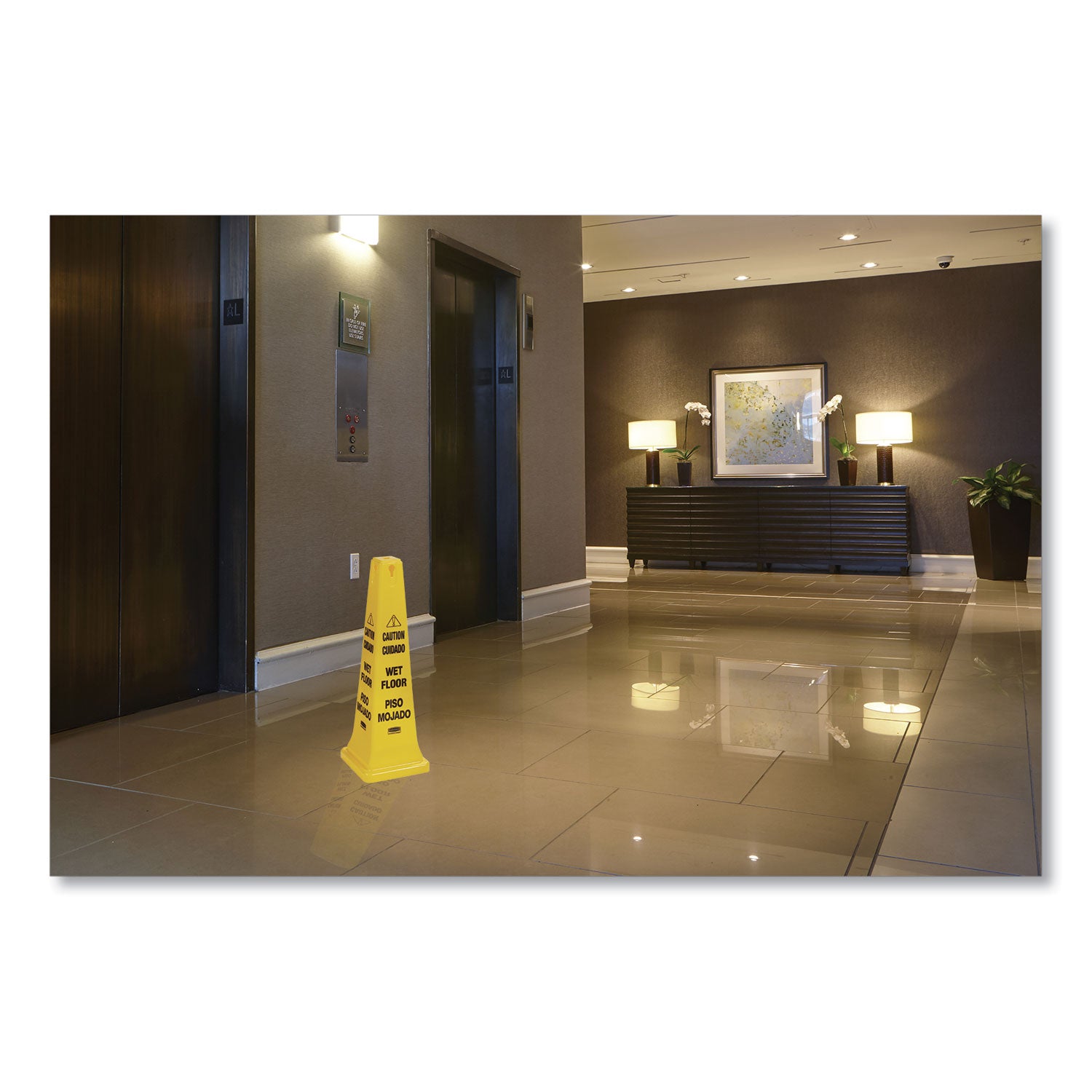 Rubbermaid® Commercial Multilingual Wet Floor Safety Cone, 12.25 X 12.25 X 36