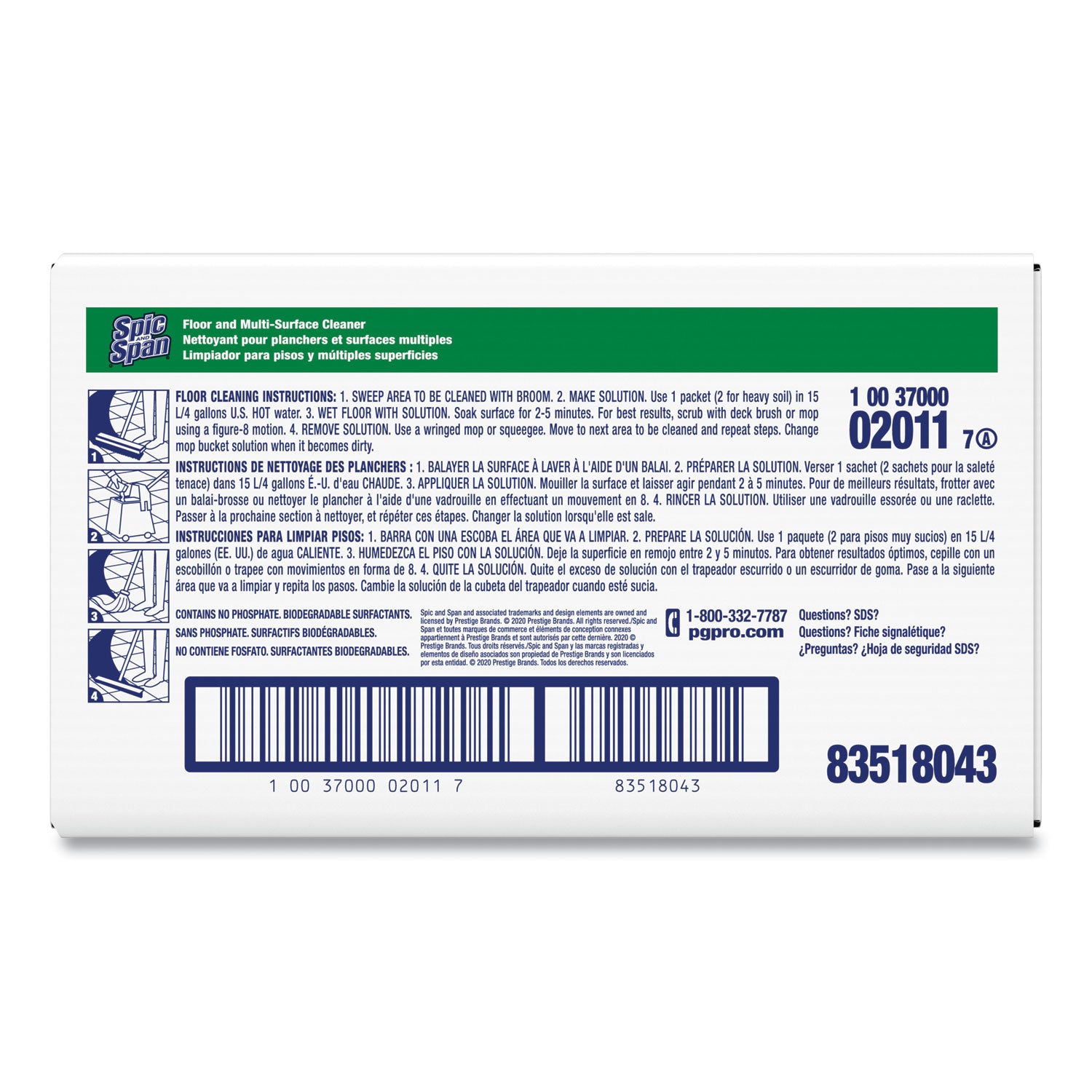 Spic and Span® Liquid Floor Cleaner, 3 Oz Packet, 45/carton