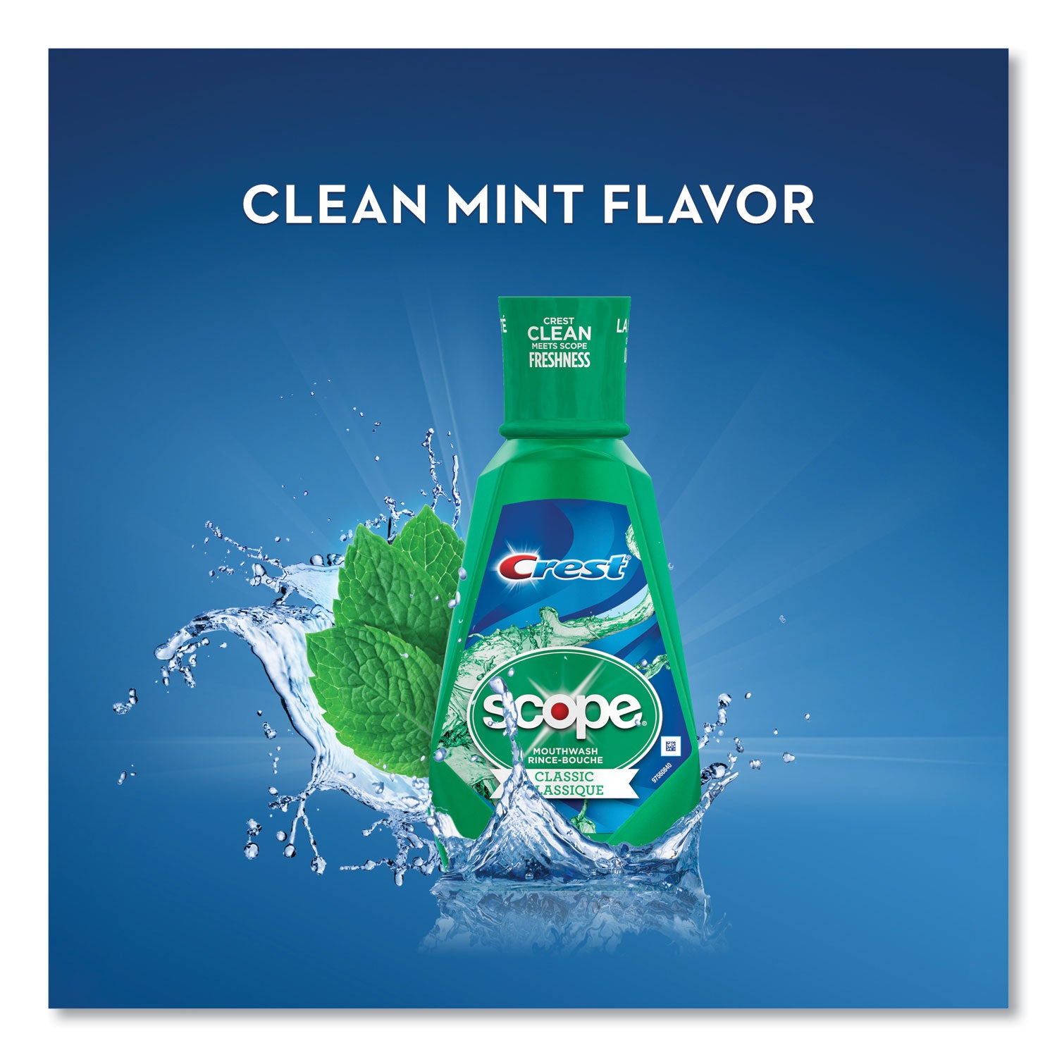 Crest® + Scope Mouth Rinse, Classic Mint, 1 L Bottle, 6/carton