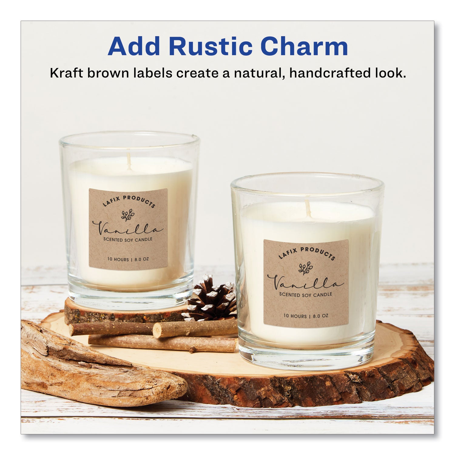 Avery® Square Print-To-The-Edge Labels, Inkjet/laser Printers, 2 X 2, Kraft Brown, 12/sheet, 25 Sheets/pack