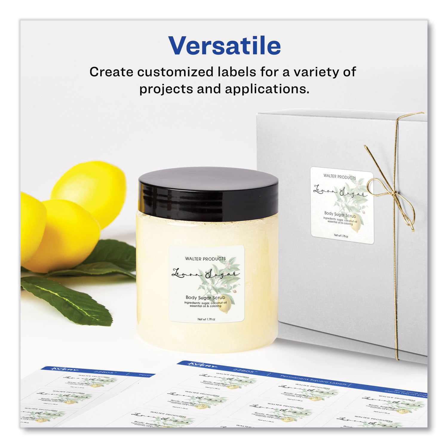 Avery® Square Labels with Sure Feed and TrueBlock, 1.5 x 1.5, White, 600/Pack