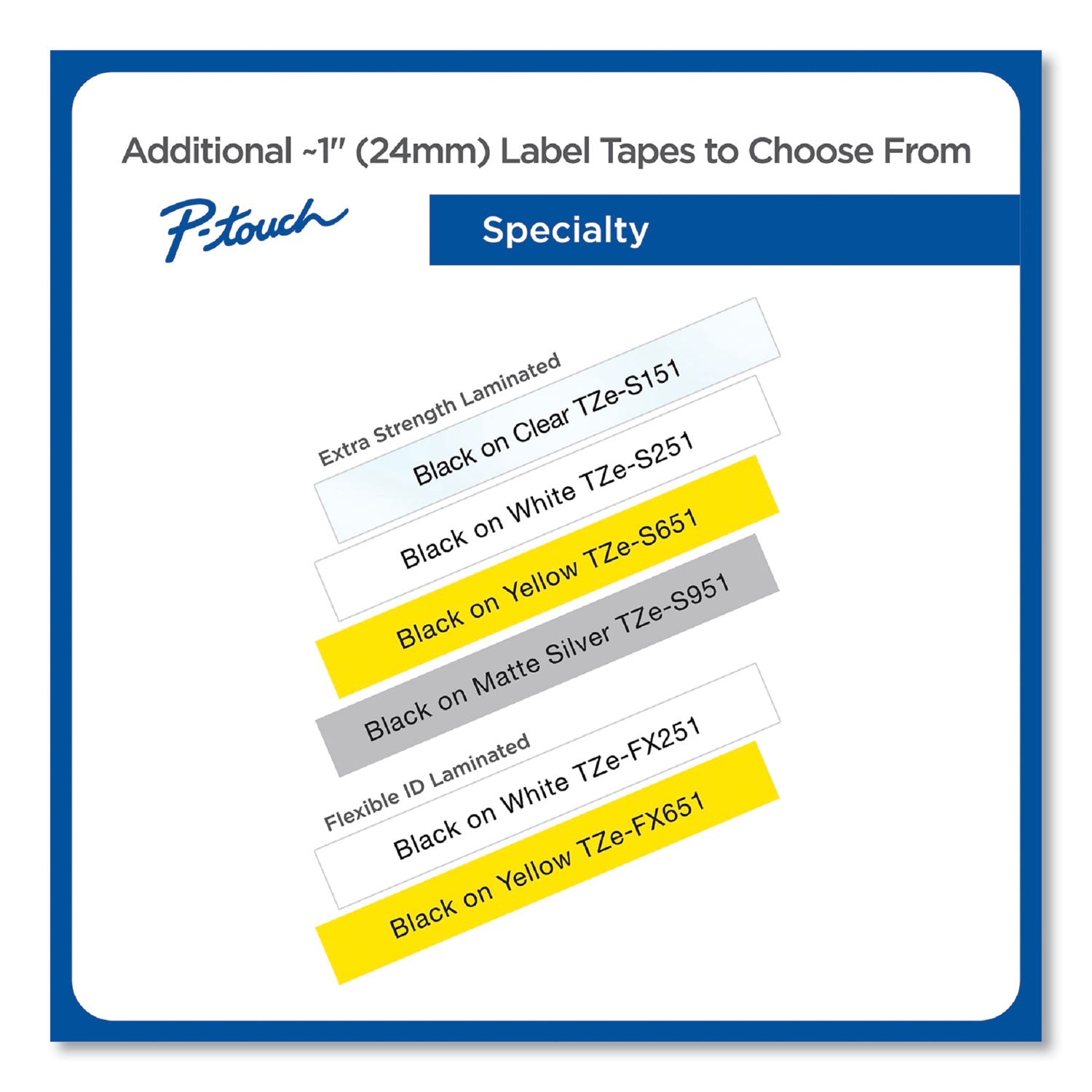 Brother P-Touch® Tze Extra-Strength Adhesive Laminated Labeling Tape, 0.94" X 26.2 Ft, Black On Clear