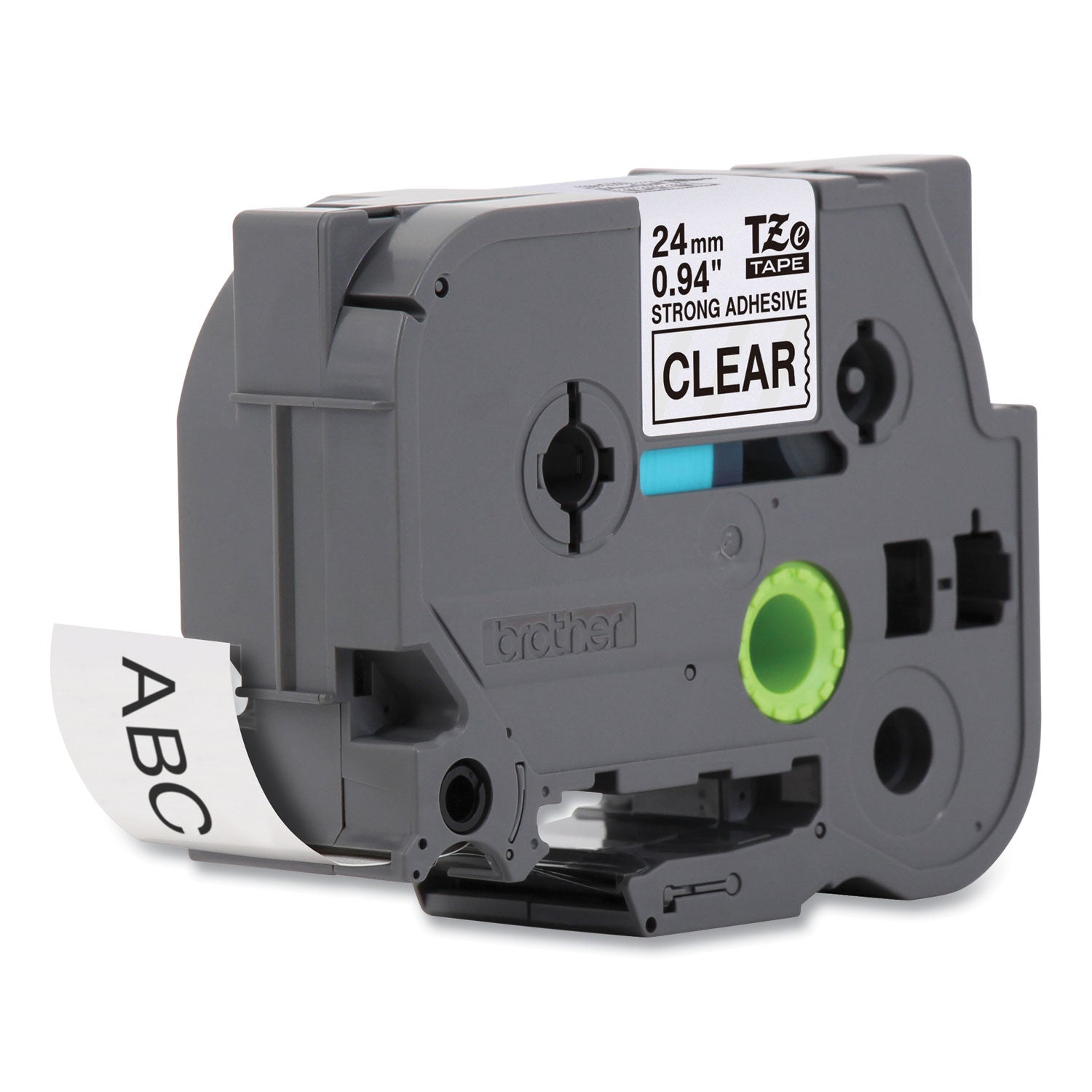 Brother P-Touch® Tze Extra-Strength Adhesive Laminated Labeling Tape, 0.94" X 26.2 Ft, Black On Clear