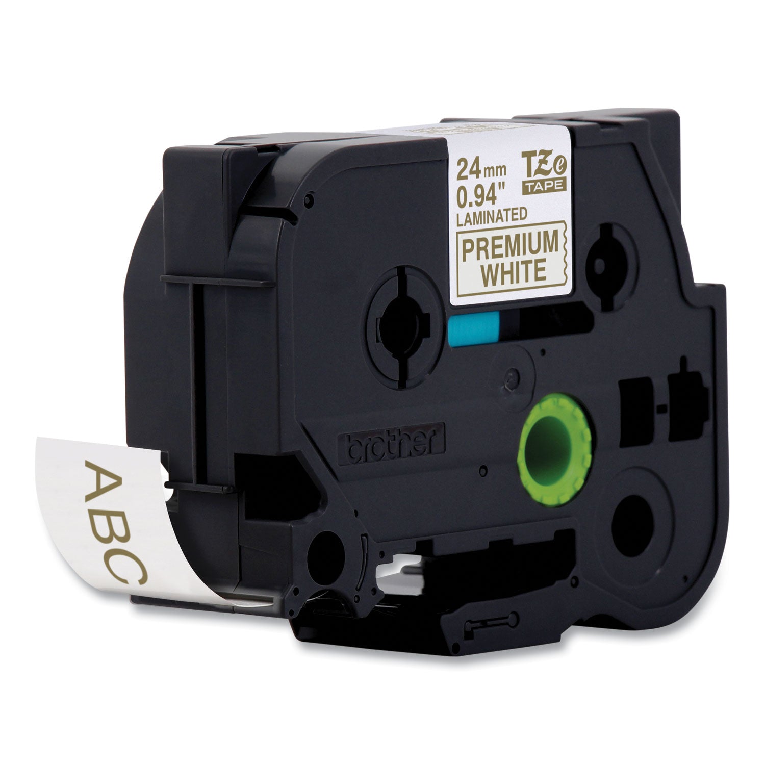 Brother Tze Premium Laminated Tape, 0.94" X 26.2 Ft, Gold On White